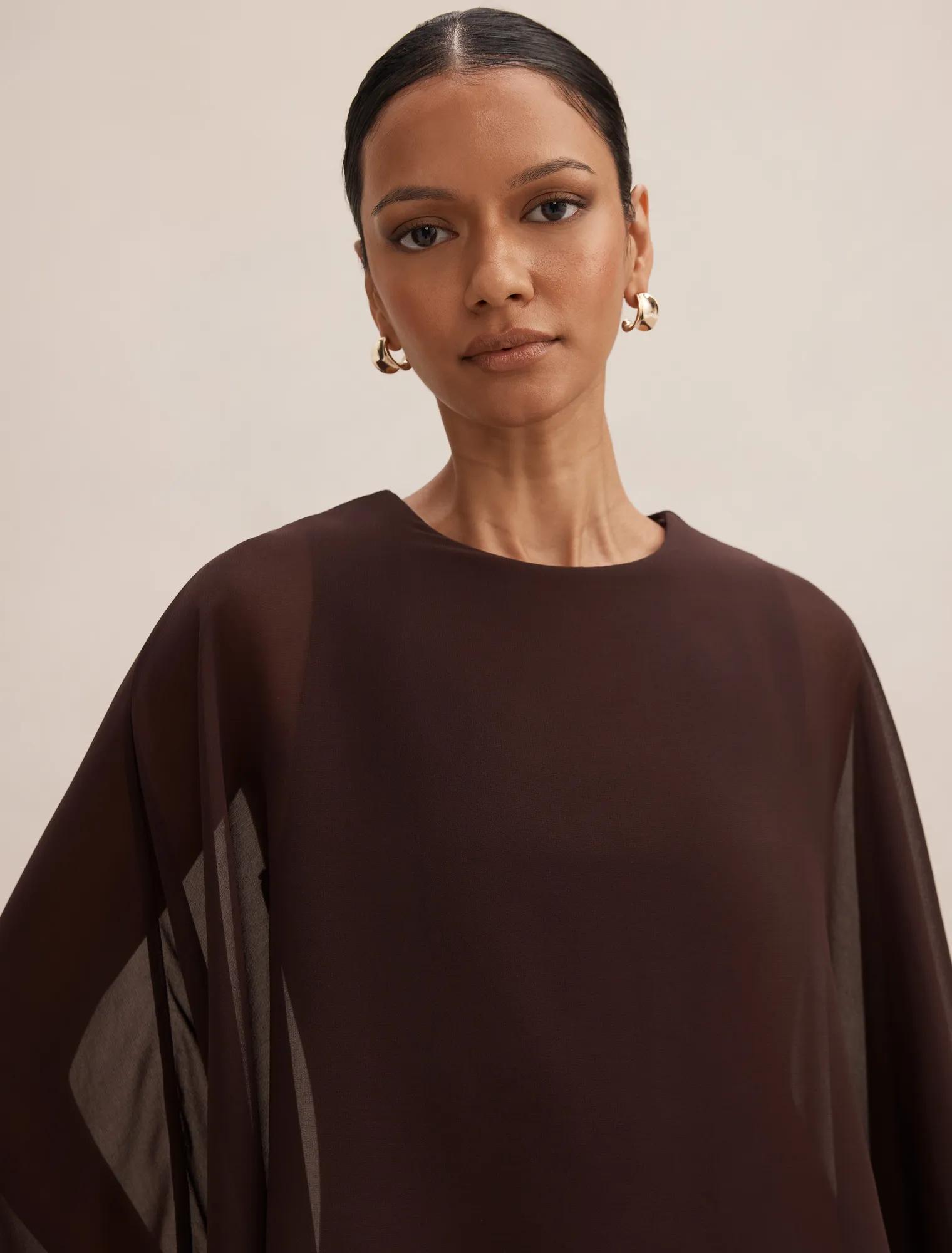Irena Petite Sheer Cape Mini Dress
