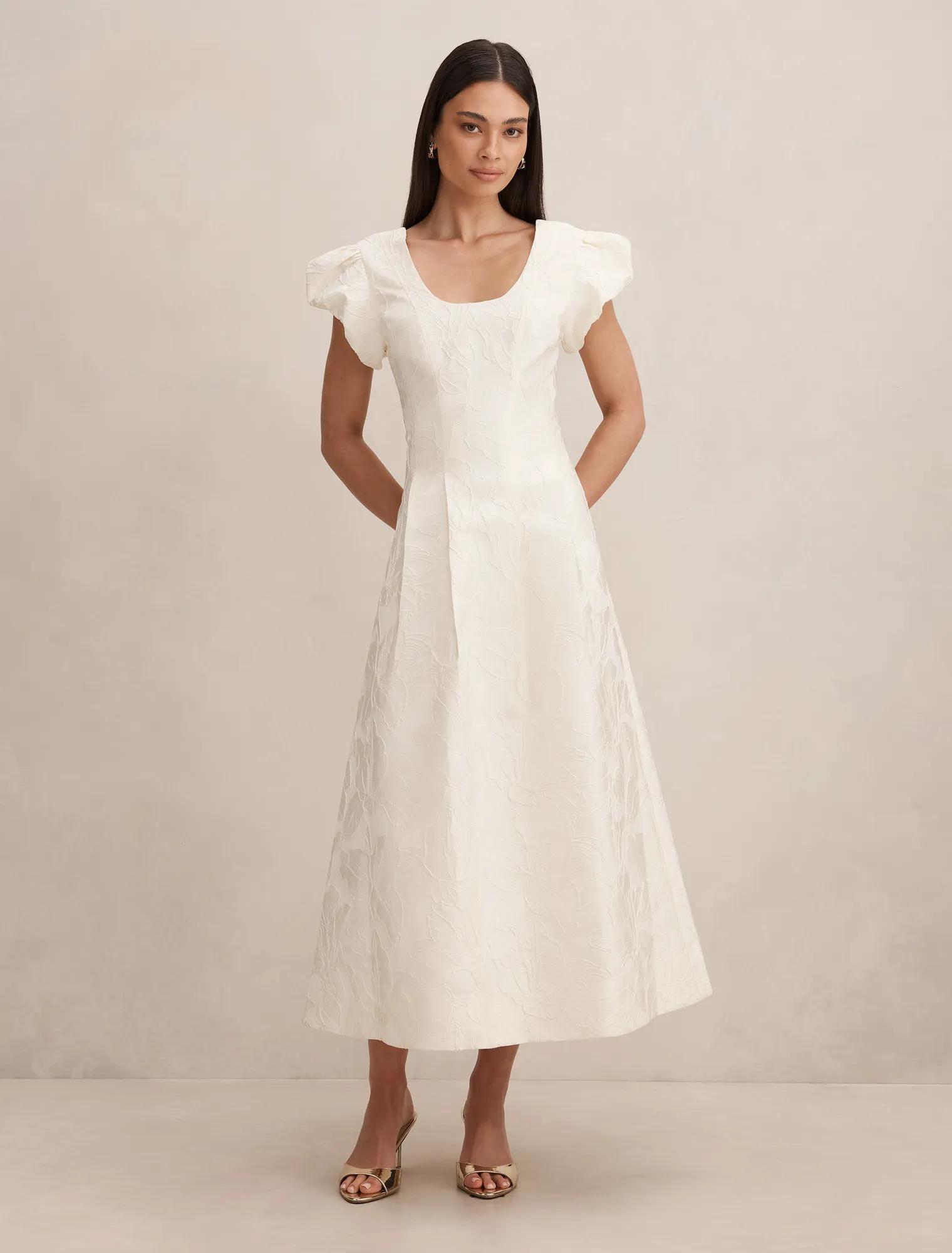 Lily Scoop Jacquard Midi Dress