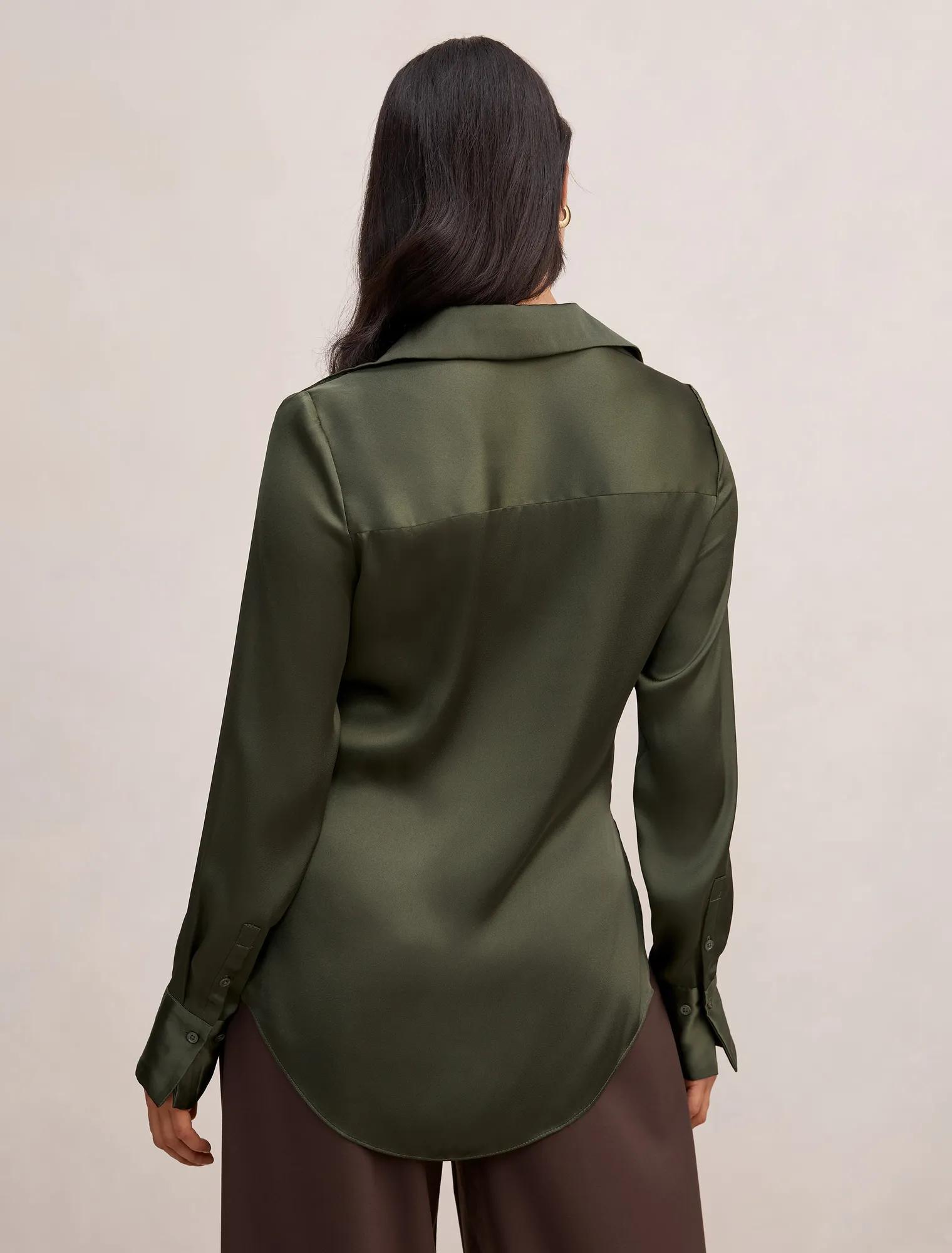 Harvey Notched Neck Satin Shirt