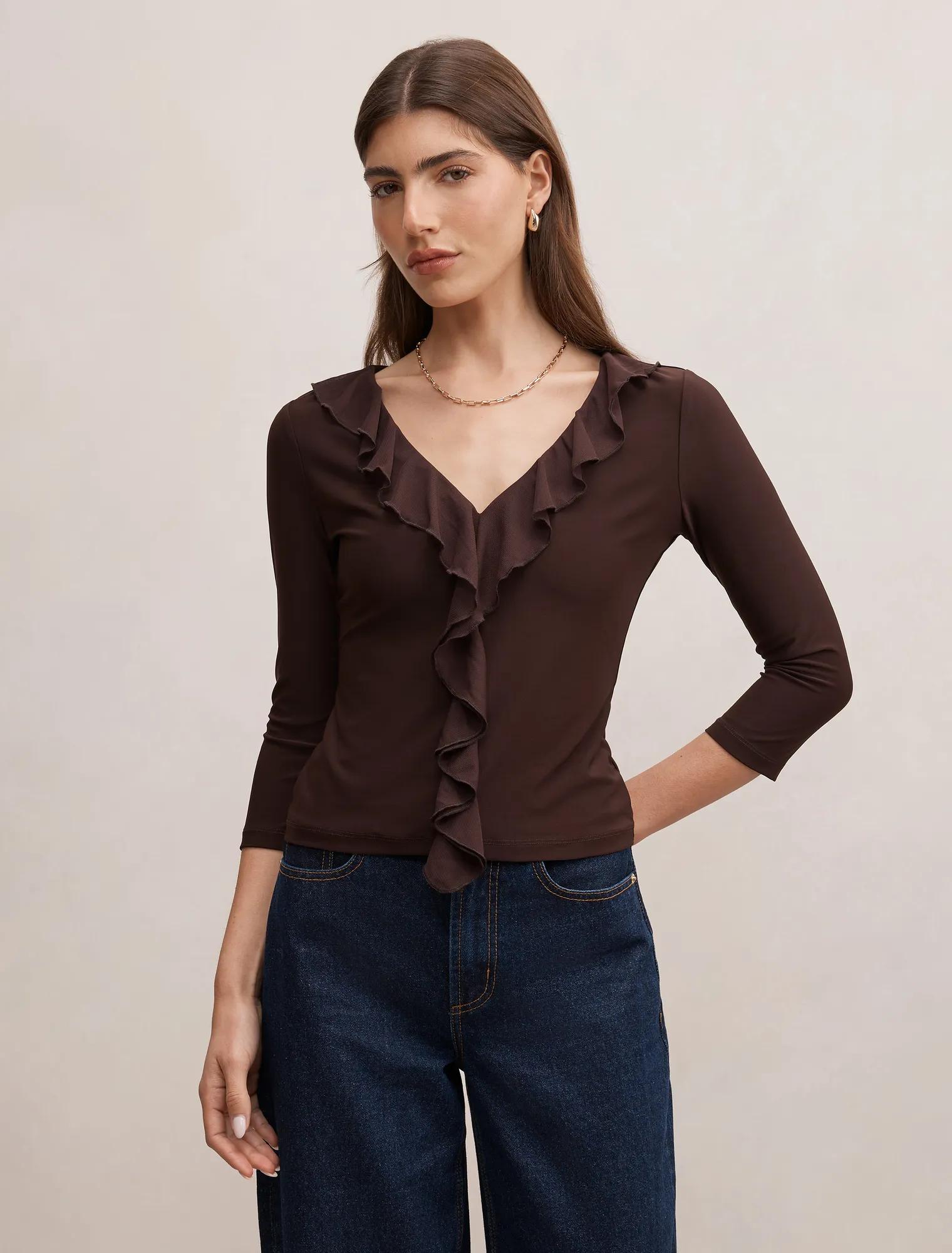 Orla Ruffle 3/4 Sleeve Top