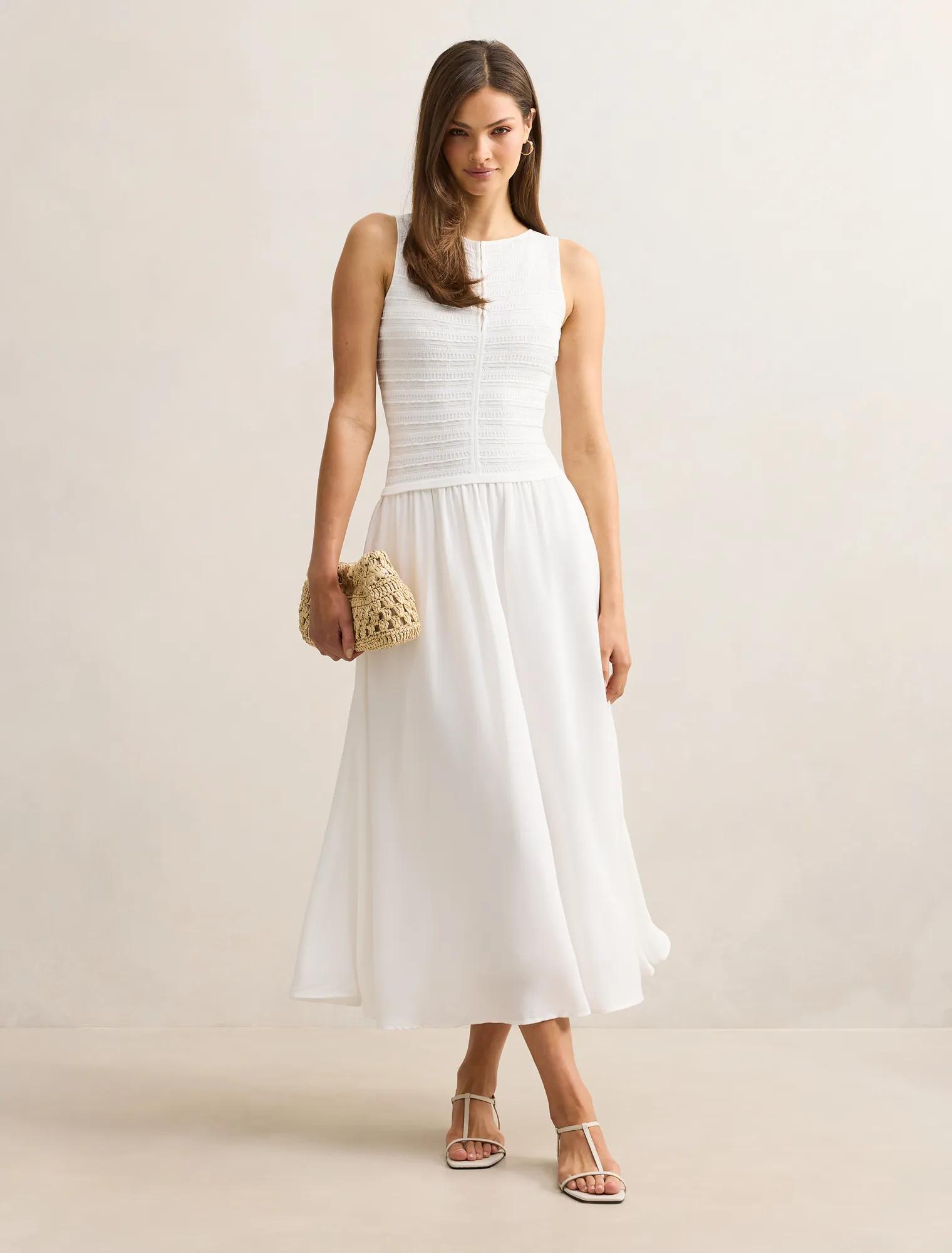 Indy Woven Mixed Midi Dress