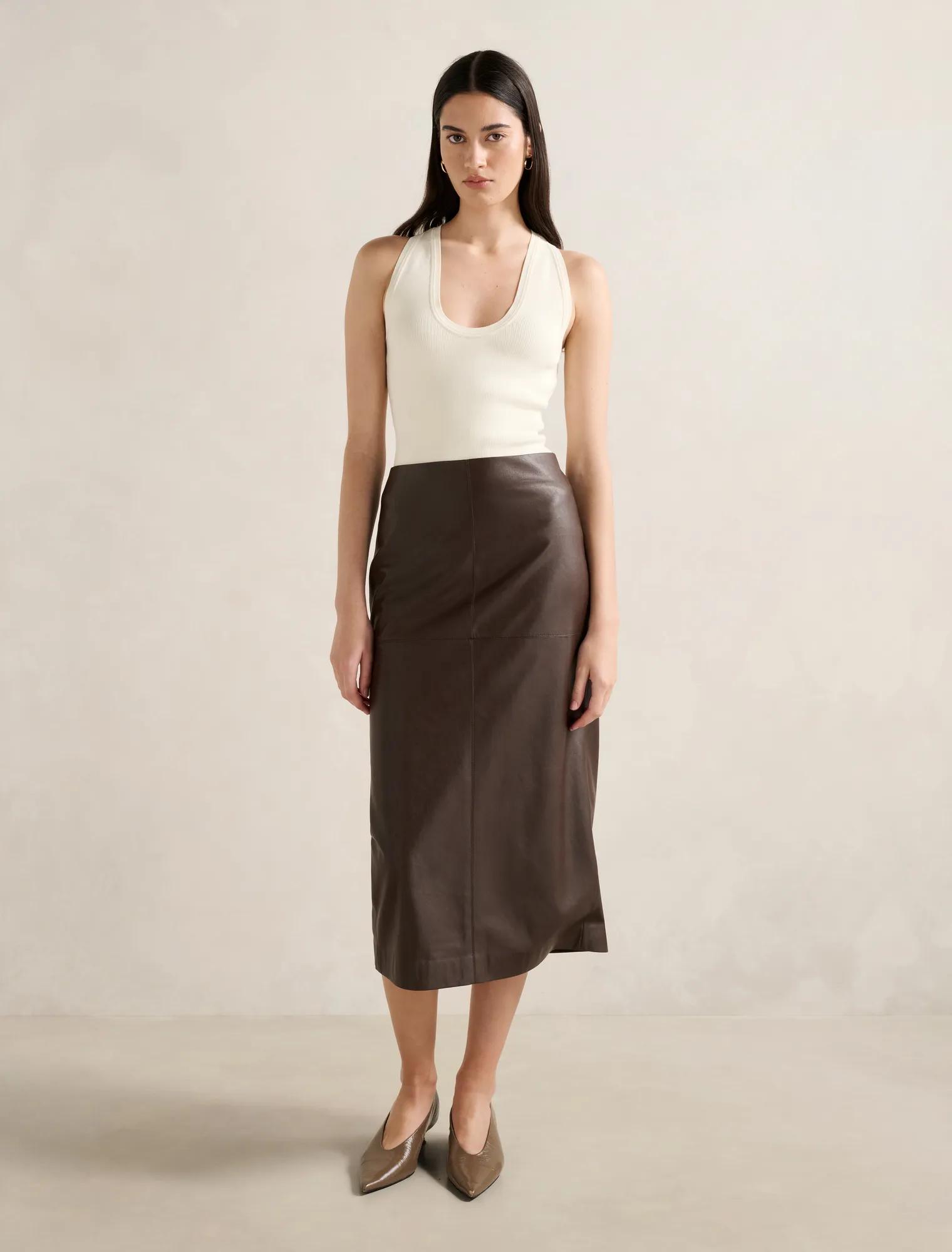 Valentina Vegan Leather Midi Skirt