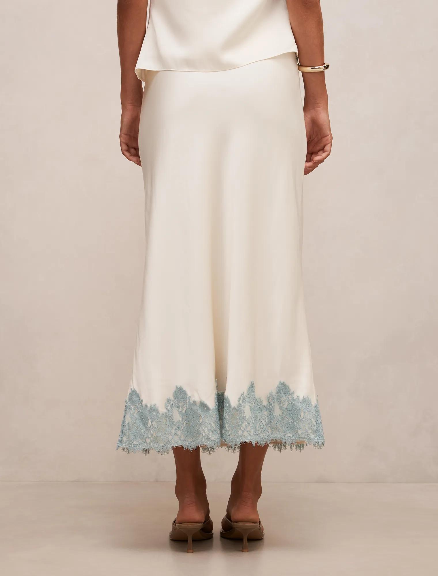 Adele Lace Trim Midi Skirt