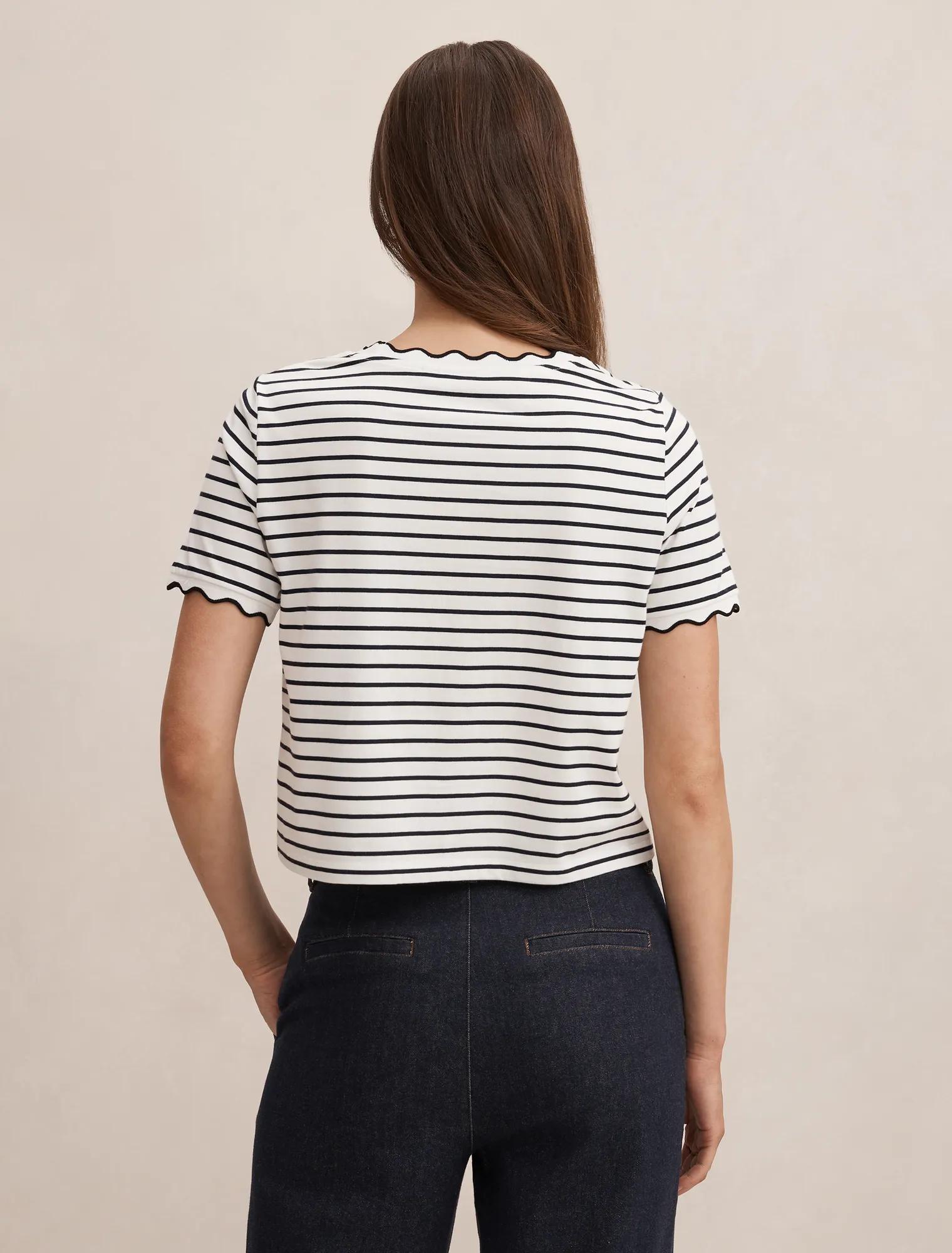 Dolly Stripe Scallop Tee