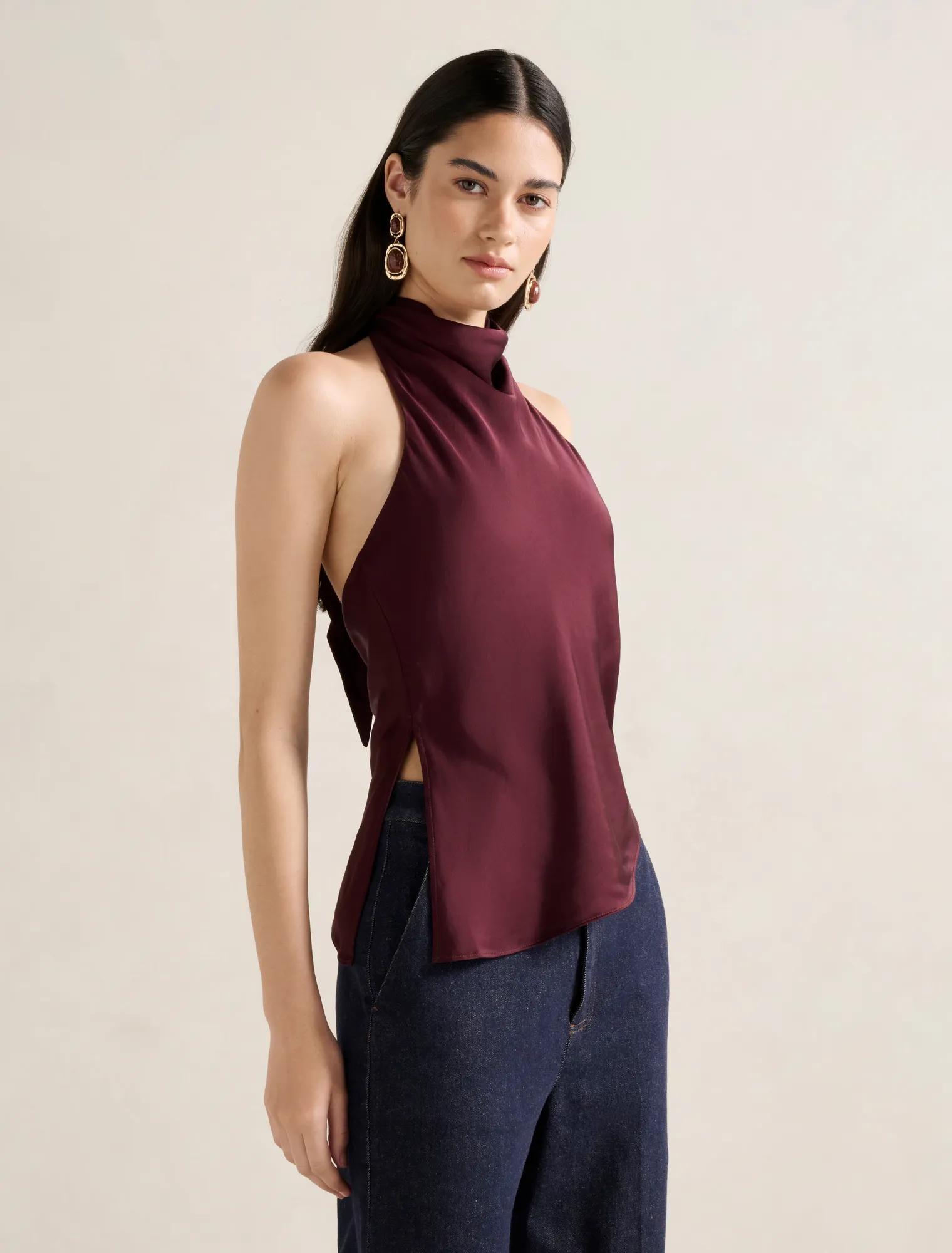 Skyler Halter Satin Top