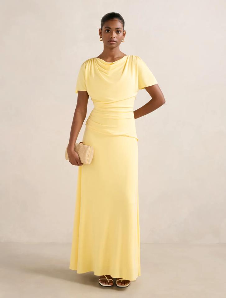 Gemini Petite High Neck Jersey Dress in Yellow - Size 4 to 16 - Womens  Jersey Maxi Dresses
