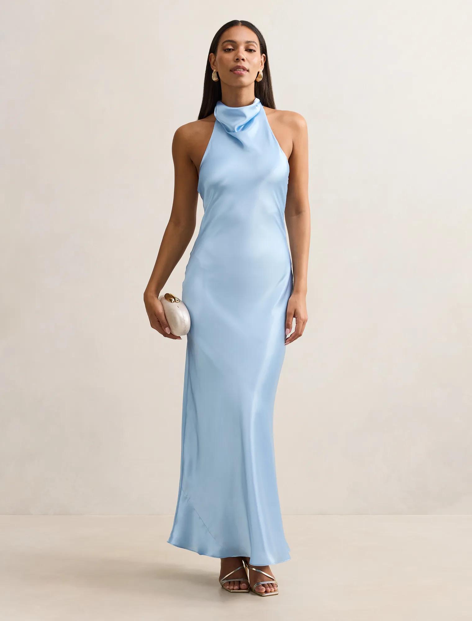 Clementine High Neck Satin Maxi Dress