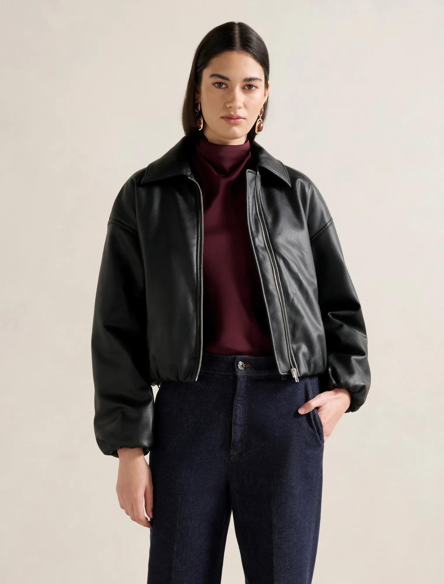 Mattie Cropped Bomber Jacket in Black - Size 4 to 16 - Womens