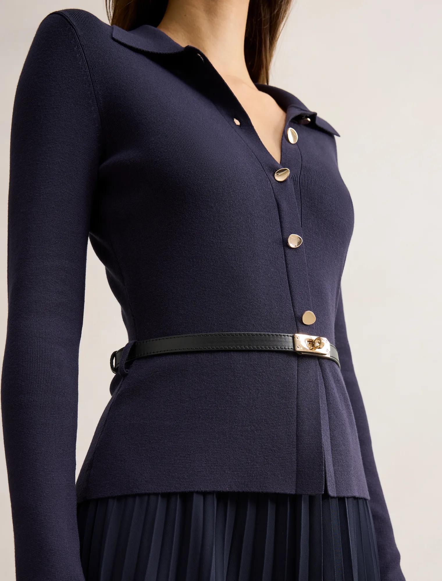 Chelsea Pleat Mixed Midi Dress