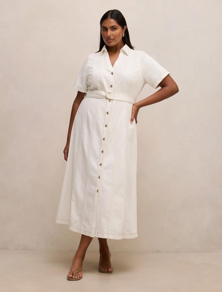 plus size white denim dress Warp + Weft PSA Maxi Measurement (in inches) International Size Final Sale Plus Size Strapless