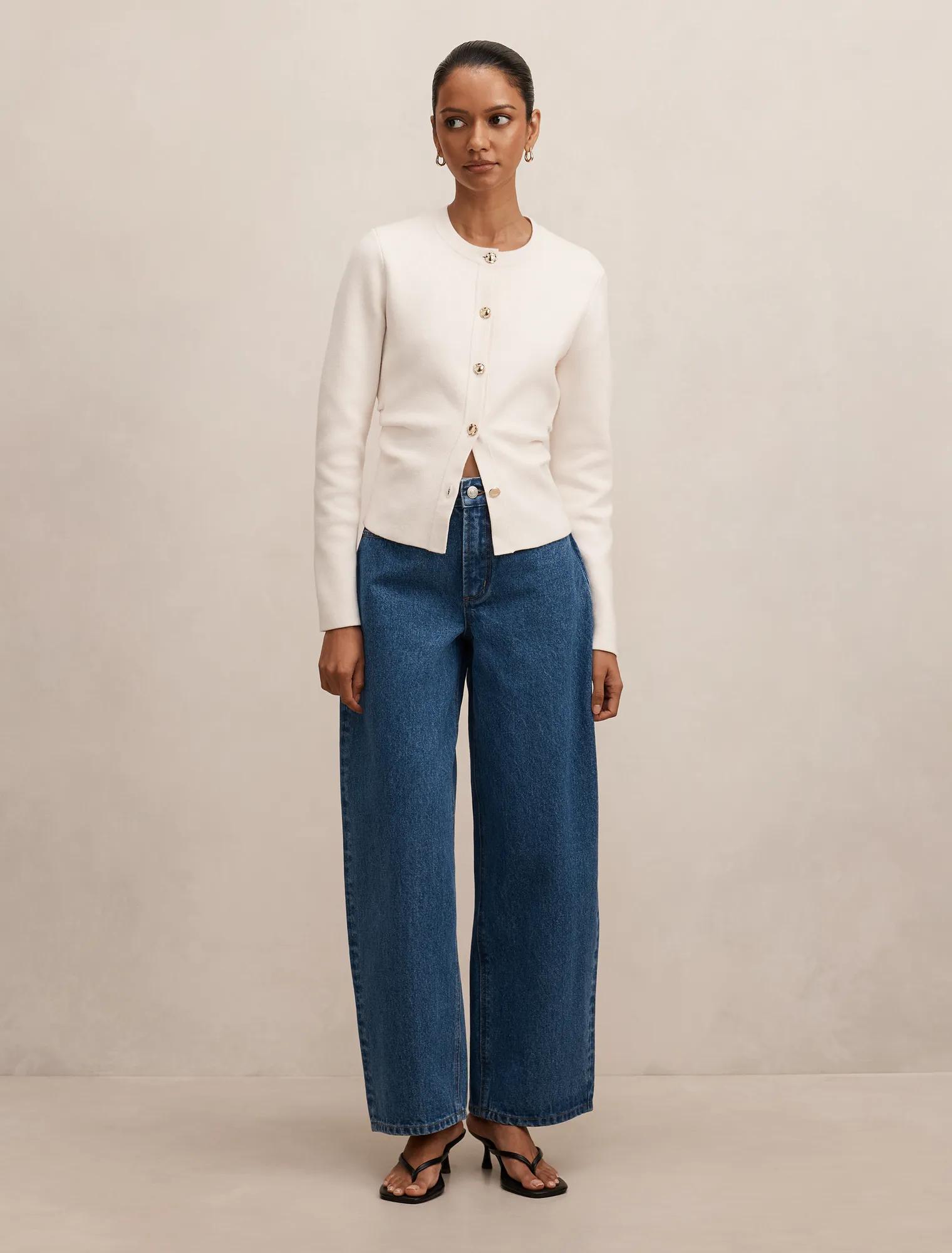 Emma Petite Mid Rise Barrel Jean