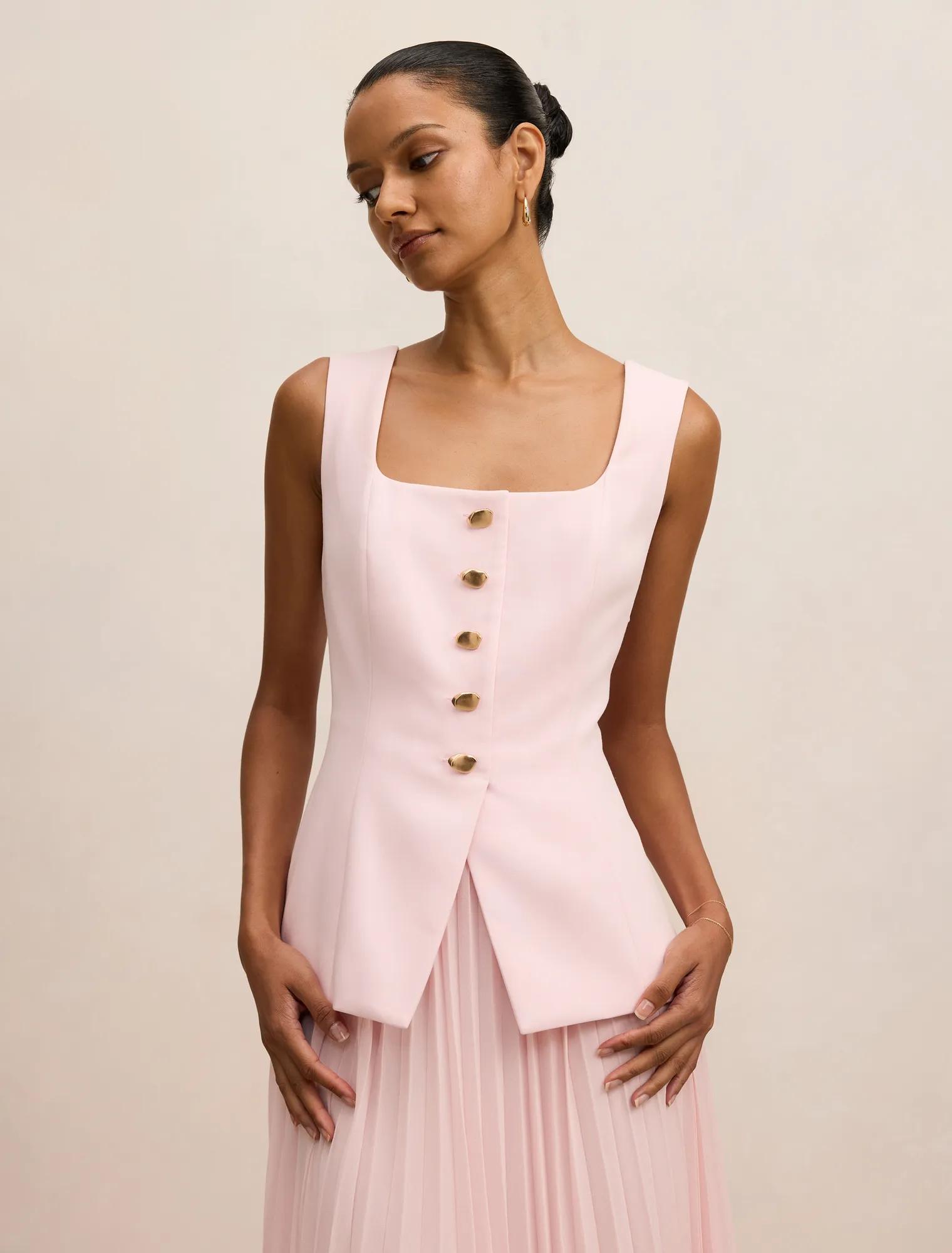 Halsey Petite Pleated Waistcoat Maxi