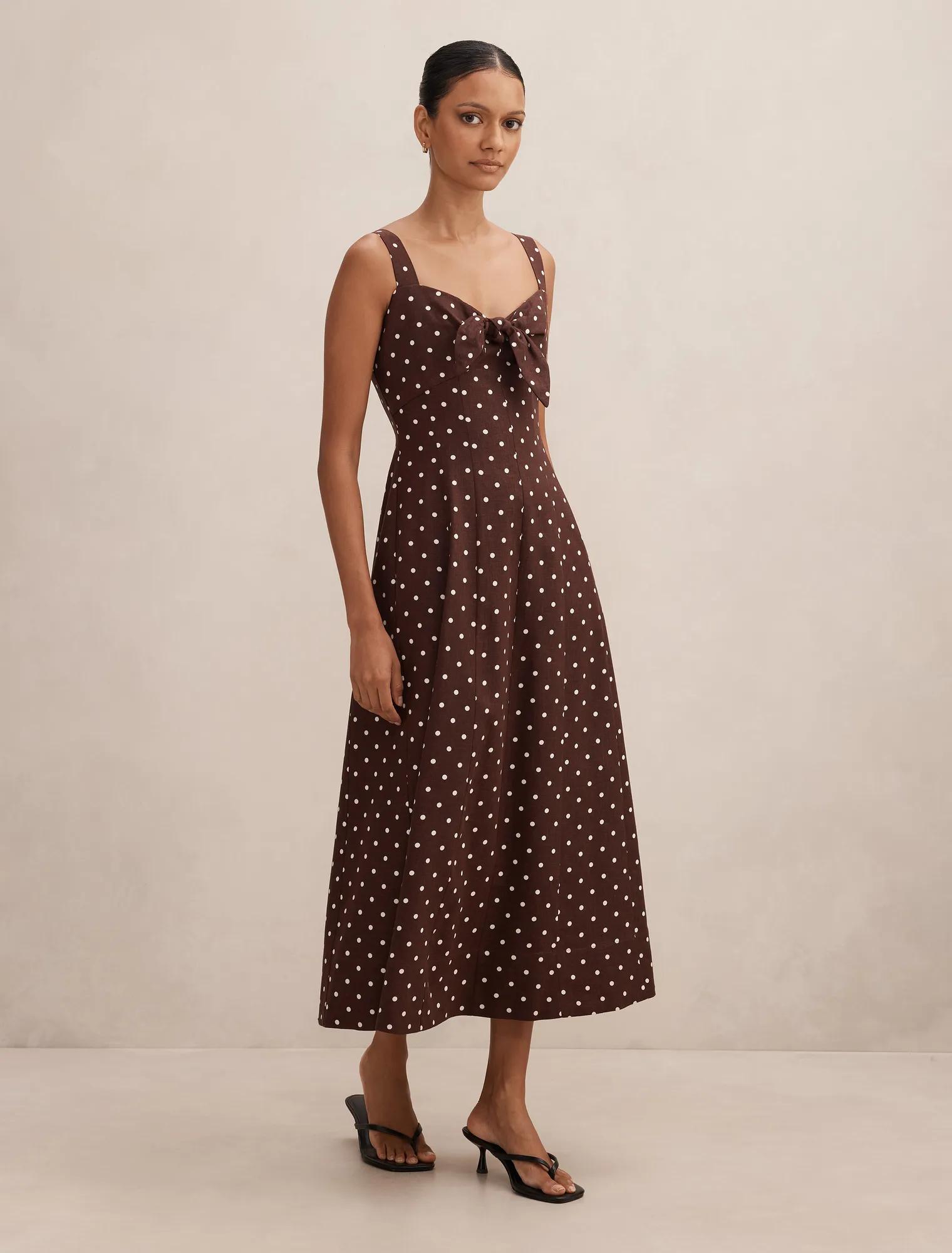 Kara Petite Tie Front Linen Midi