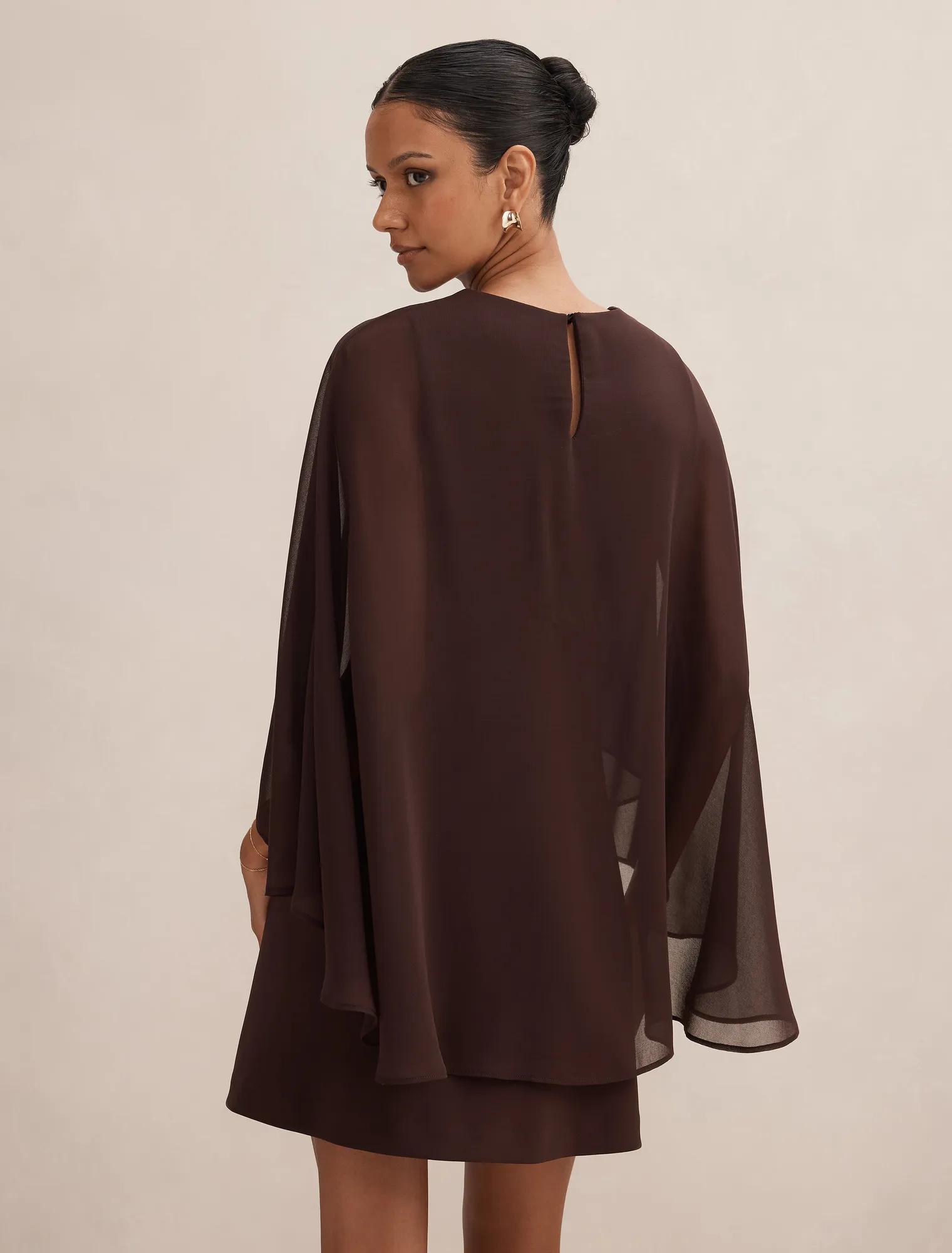 Irena Petite Sheer Cape Mini Dress