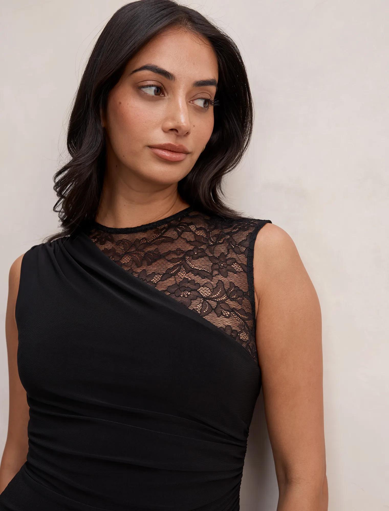 Lena Asym Lace Midi Dress