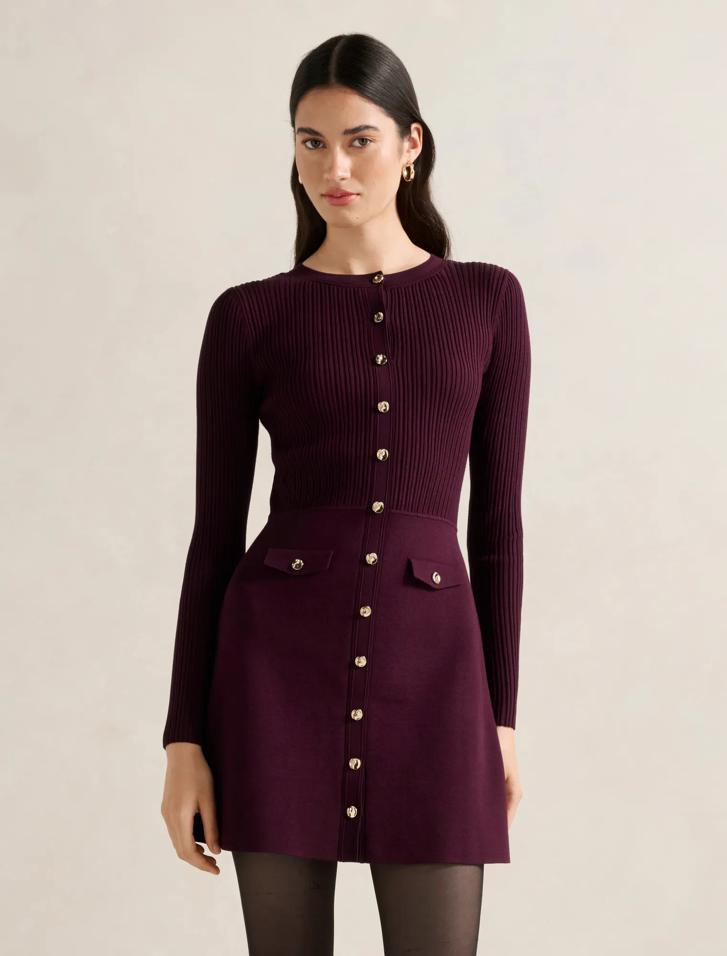 Issie L/S Knit Mini Dress in red - Size 0 to 12 - Womens Mini Dresses