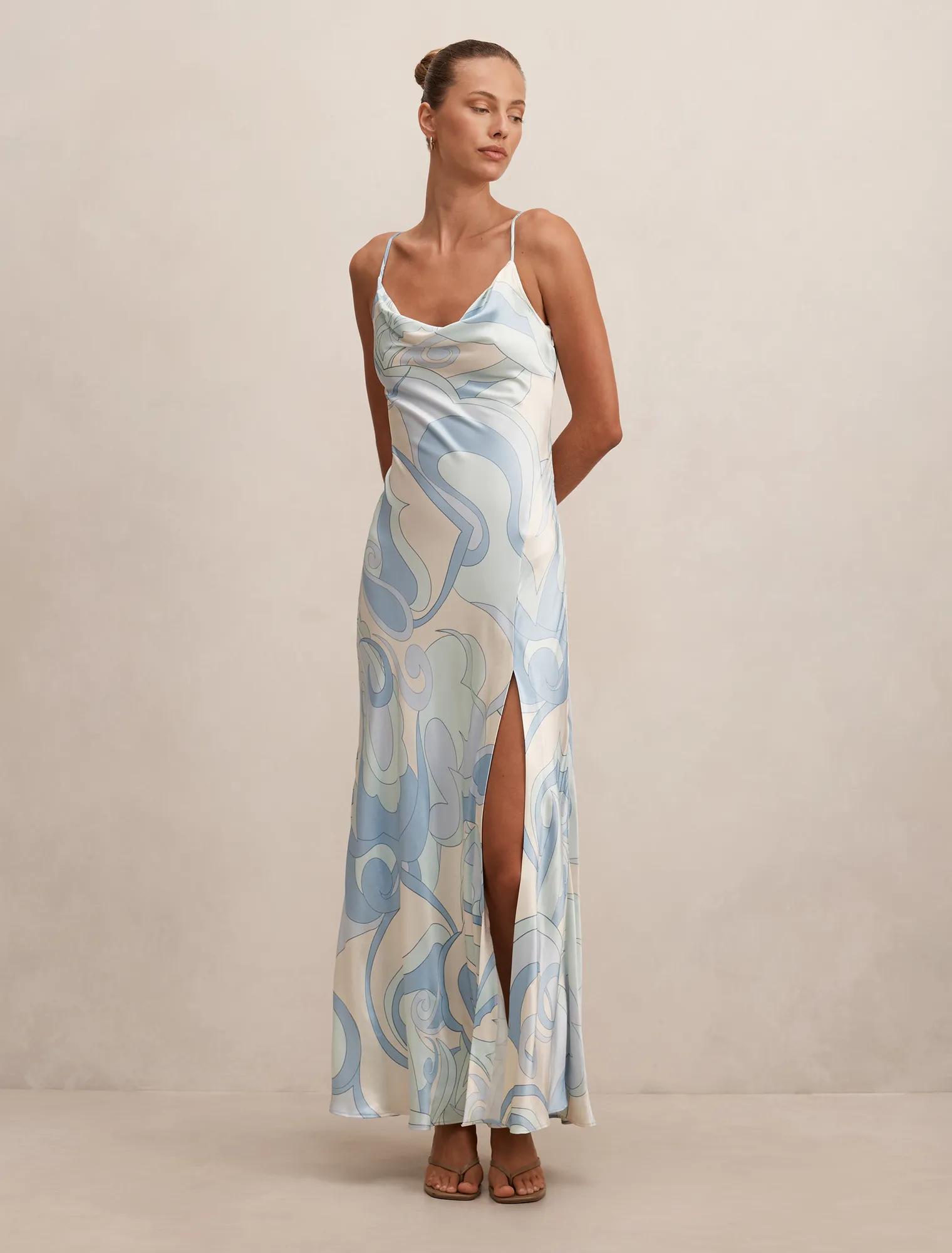 layers maxi dress Spaghetti Straps Floral Layered Maxi Dress Party Prom Dress – FancyVestido