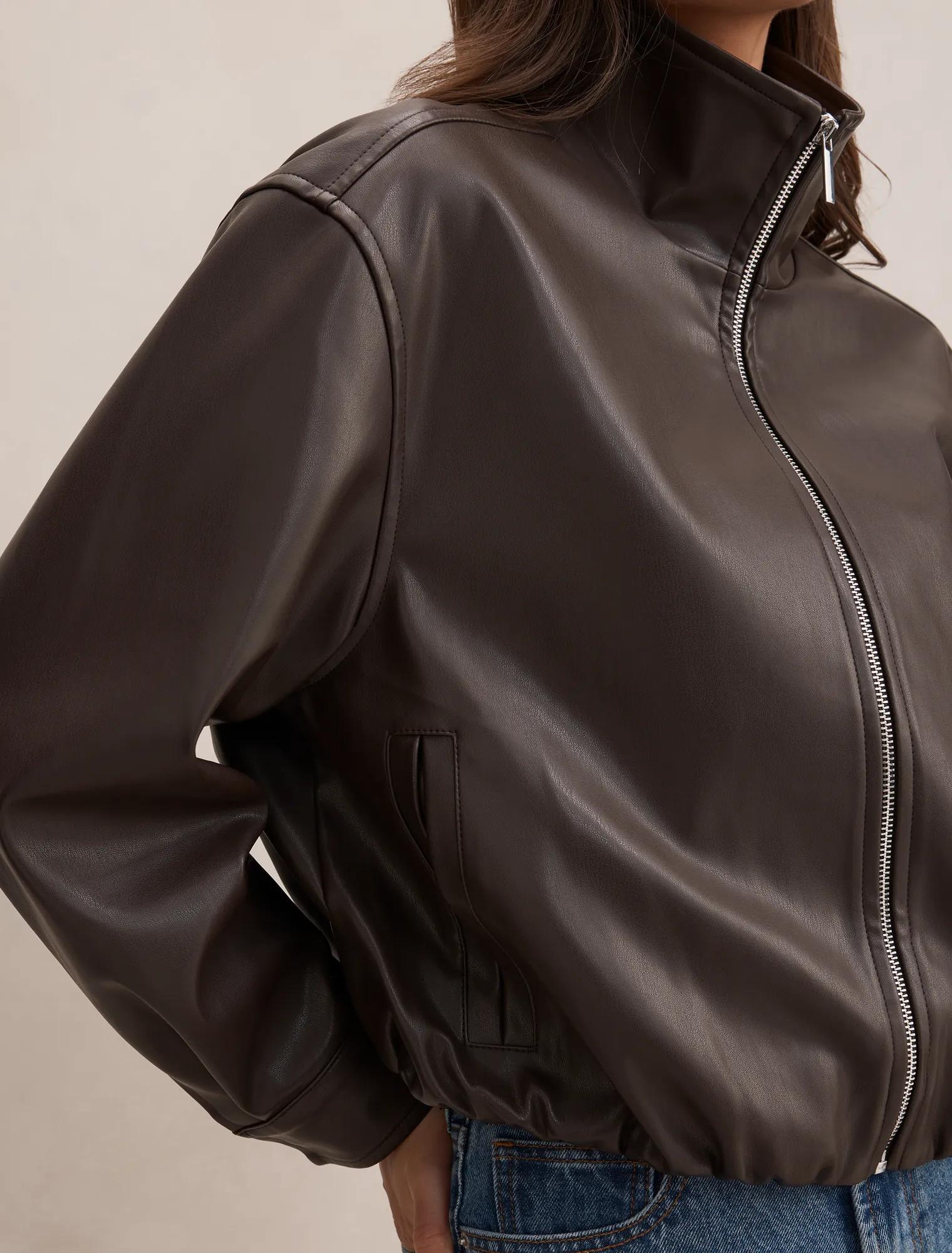 Julia PU Funnel Neck Jacket