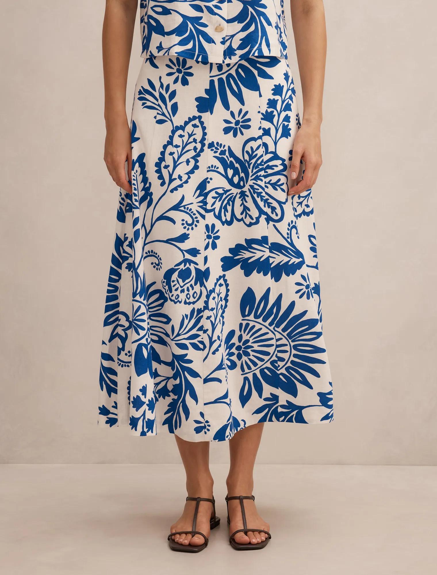 Darcy Printed Seamed Midi Skirt