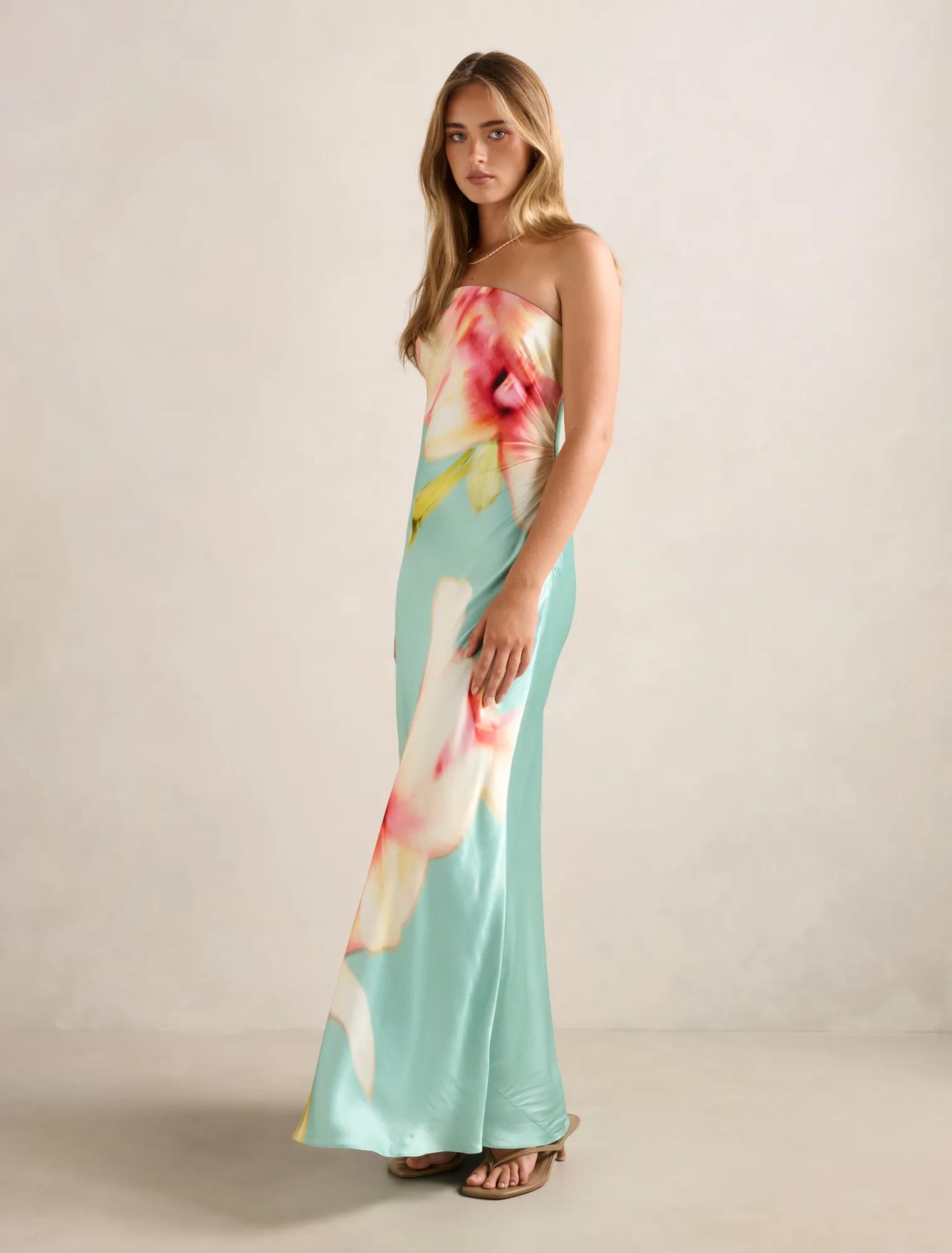 Estelle Satin Strapless Maxi Dress