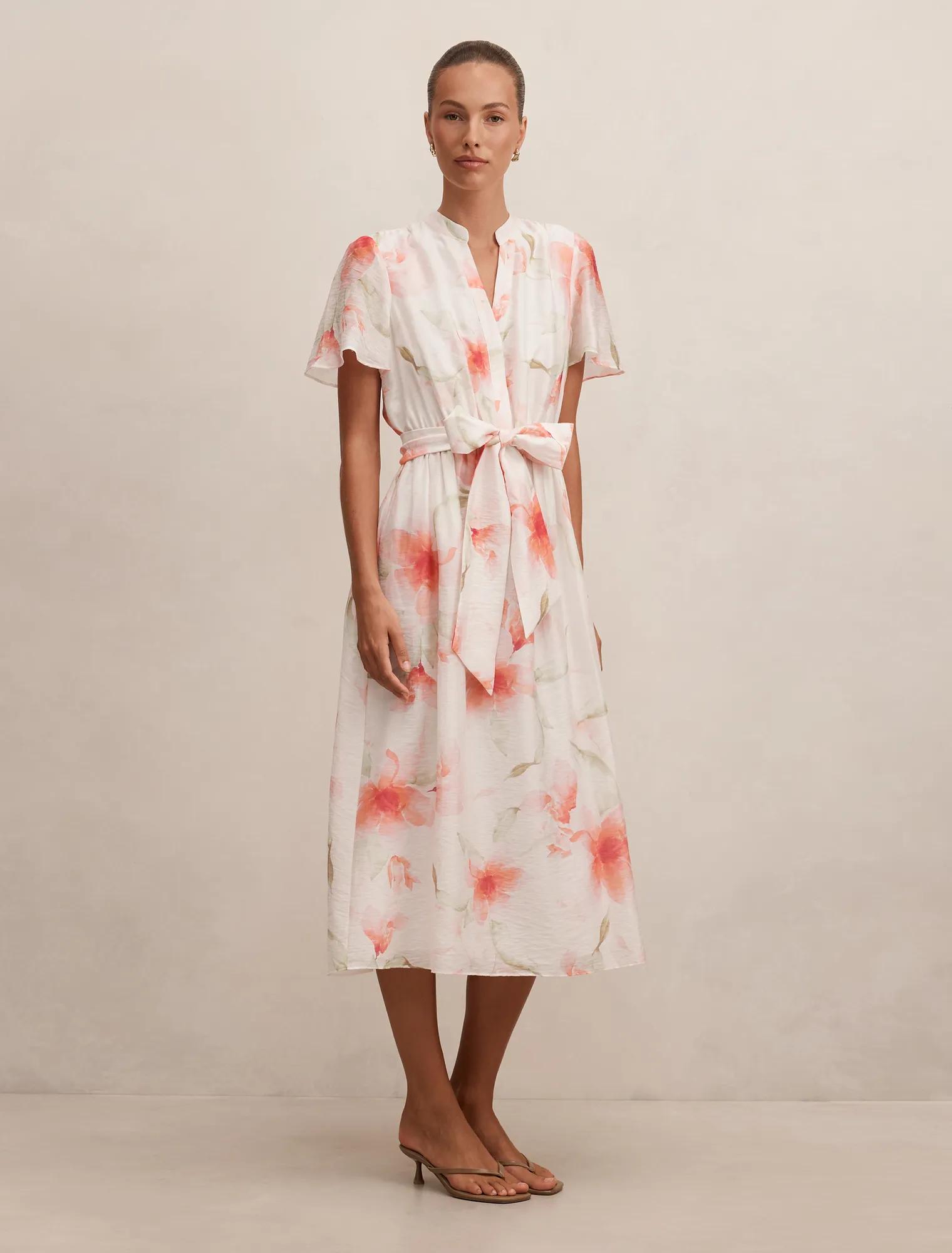 Dahlia Button Tie Midi Dress