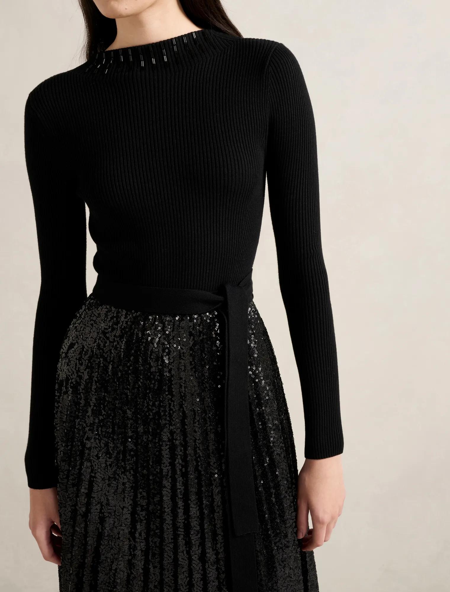 Lina Sequin Pleat Knit Dress