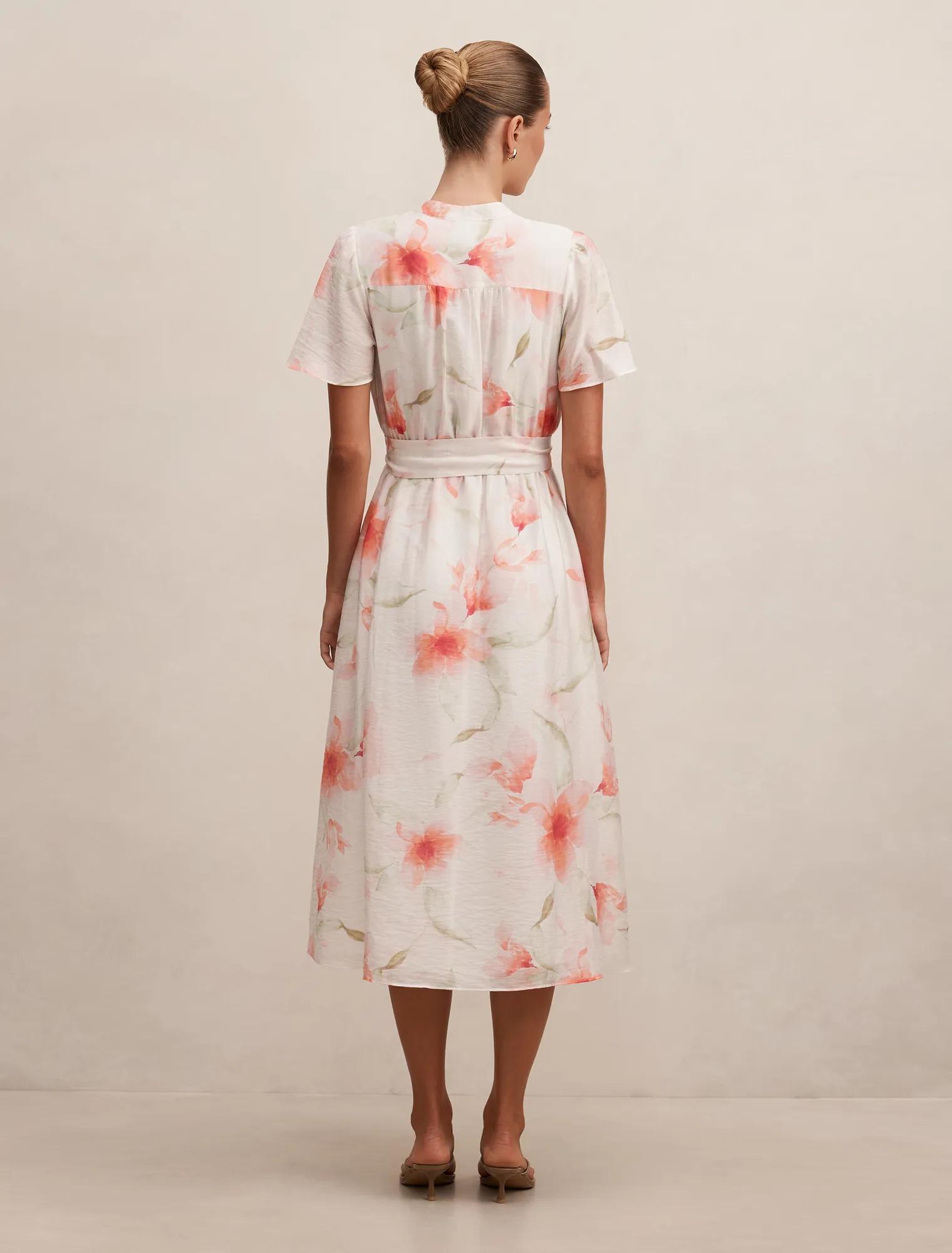 Dahlia Button Tie Midi Dress
