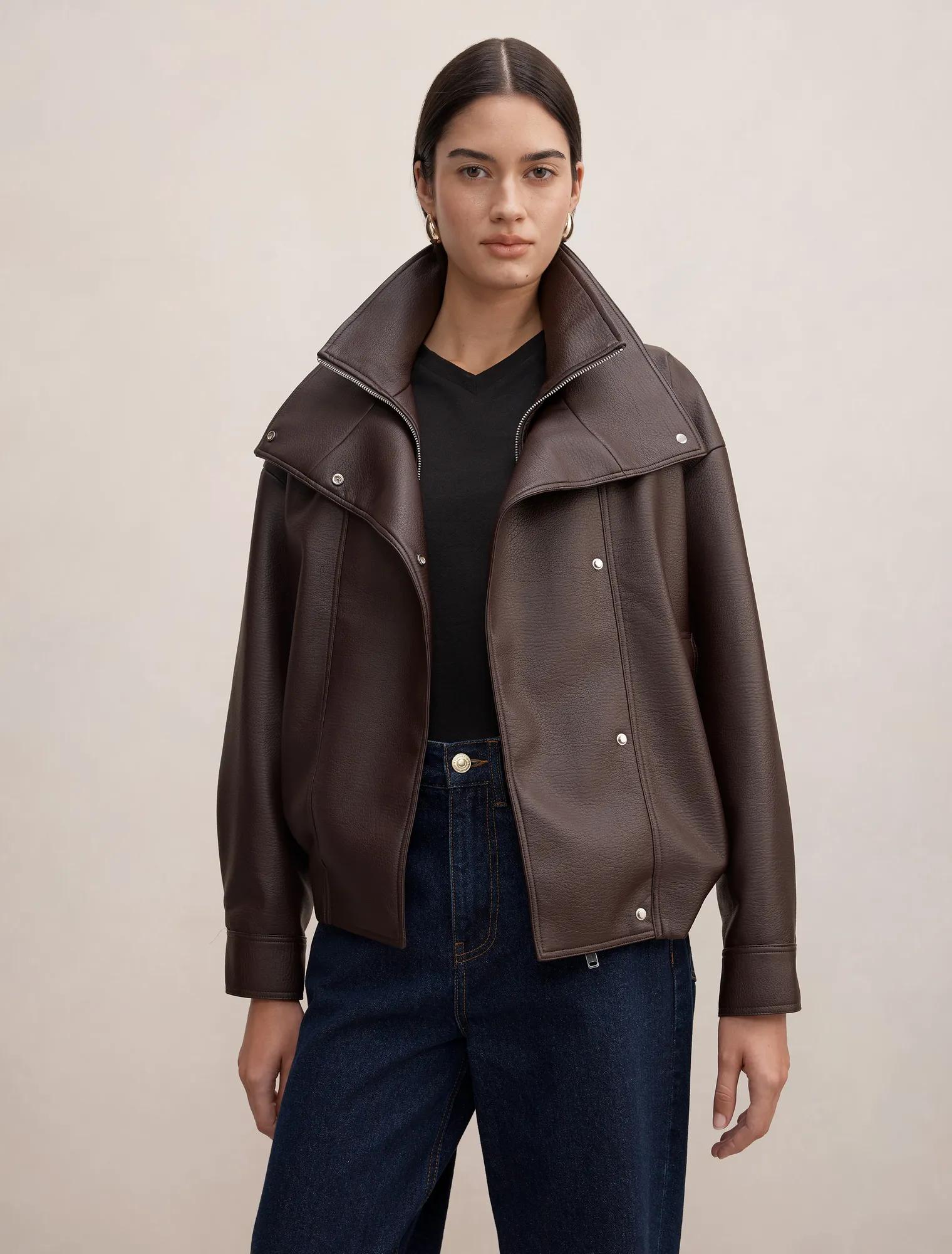Bex Double Funnel Neck PU Jacket