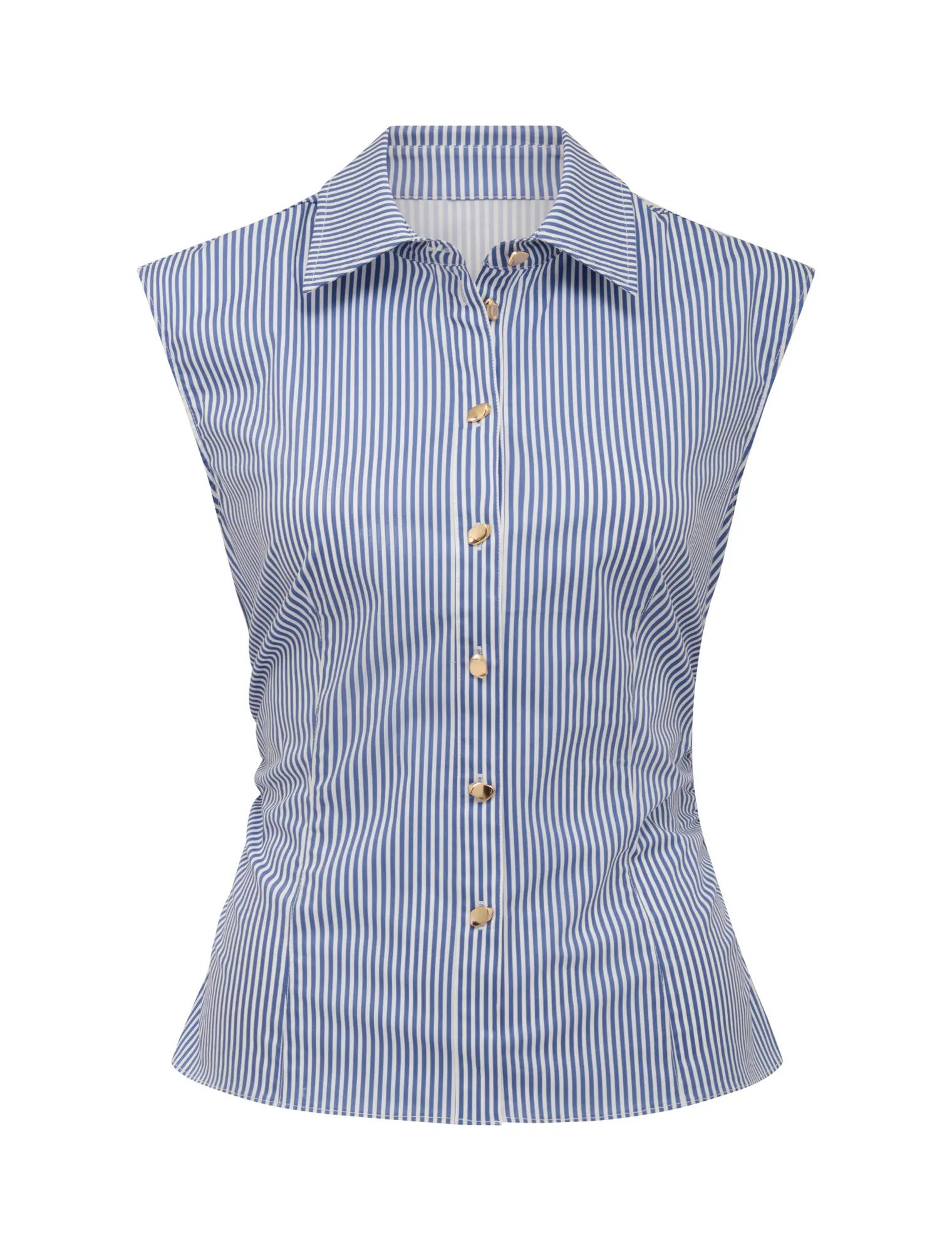 Nova Ruched Stripe Collared Top