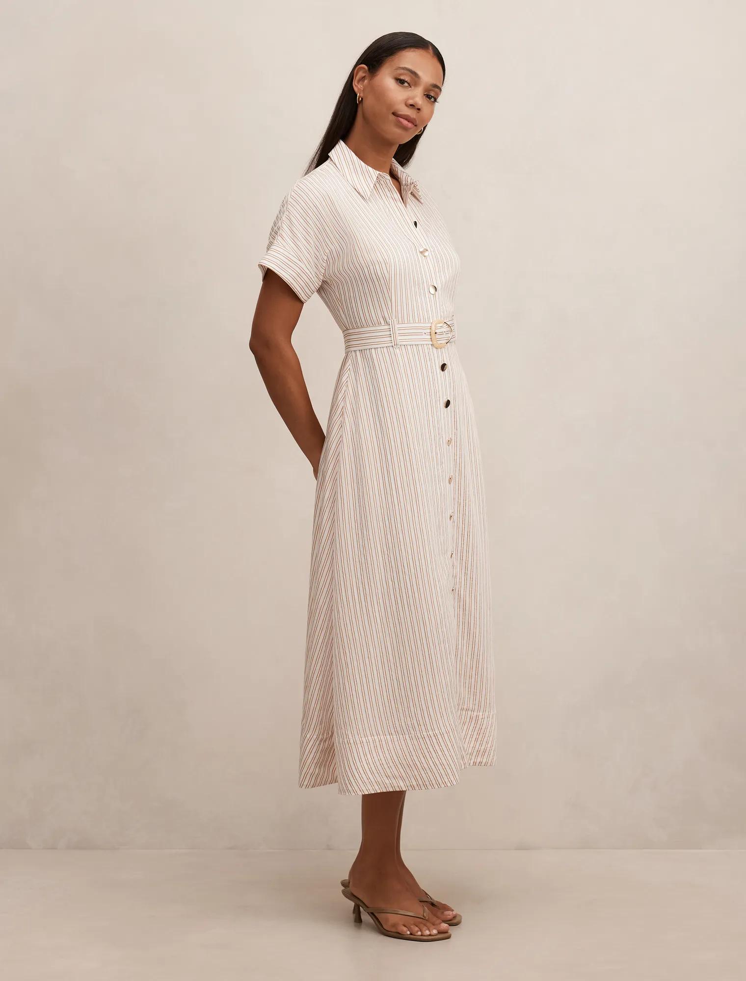 Emma Stripe Shirt Midi Dress