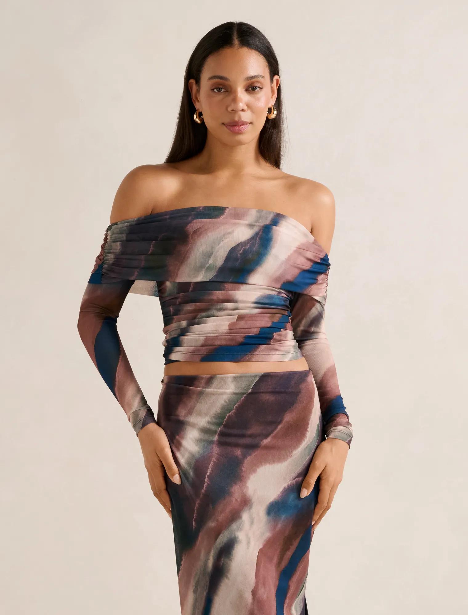Kaia Mesh Ruched Top