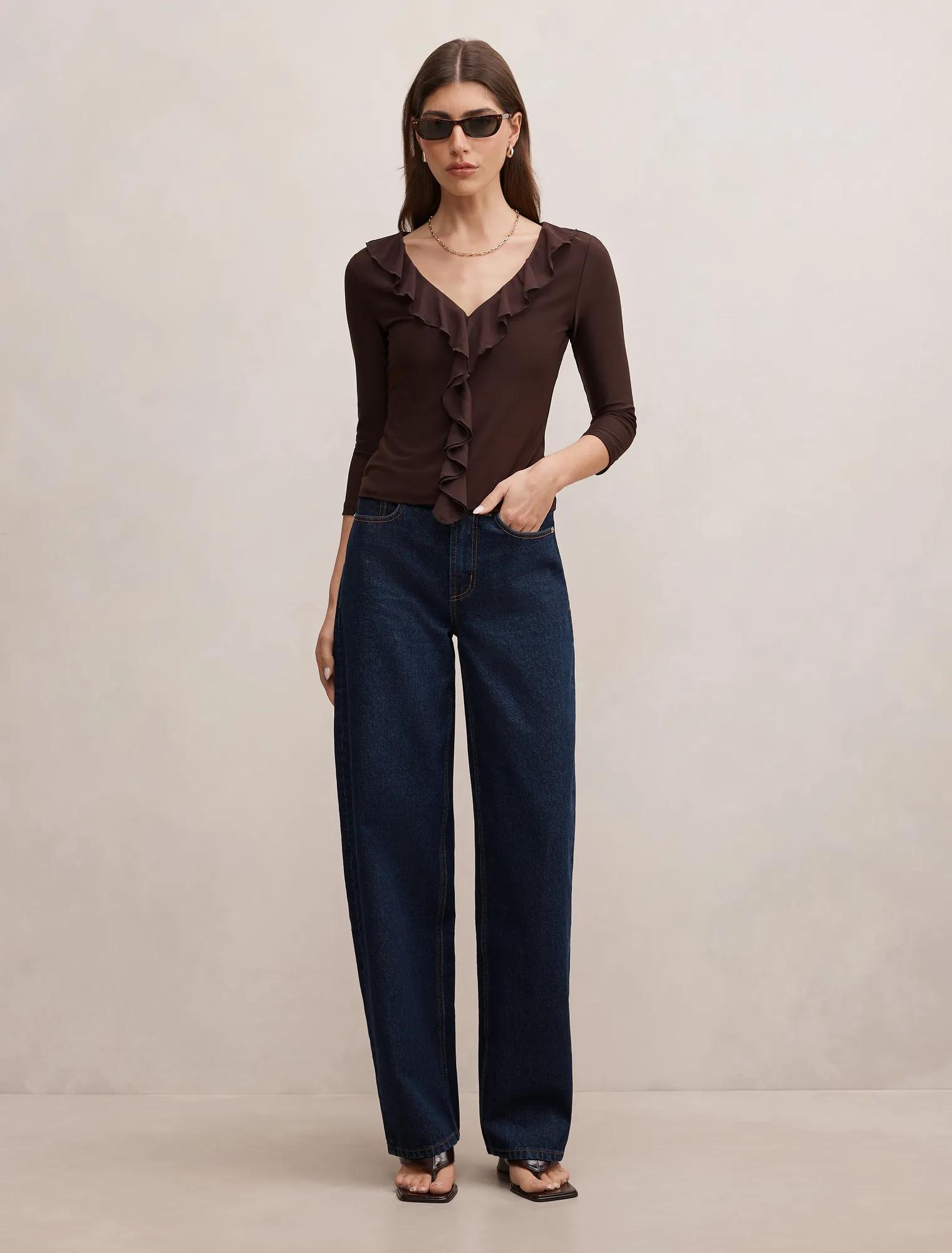 Orla Ruffle 3/4 Sleeve Top