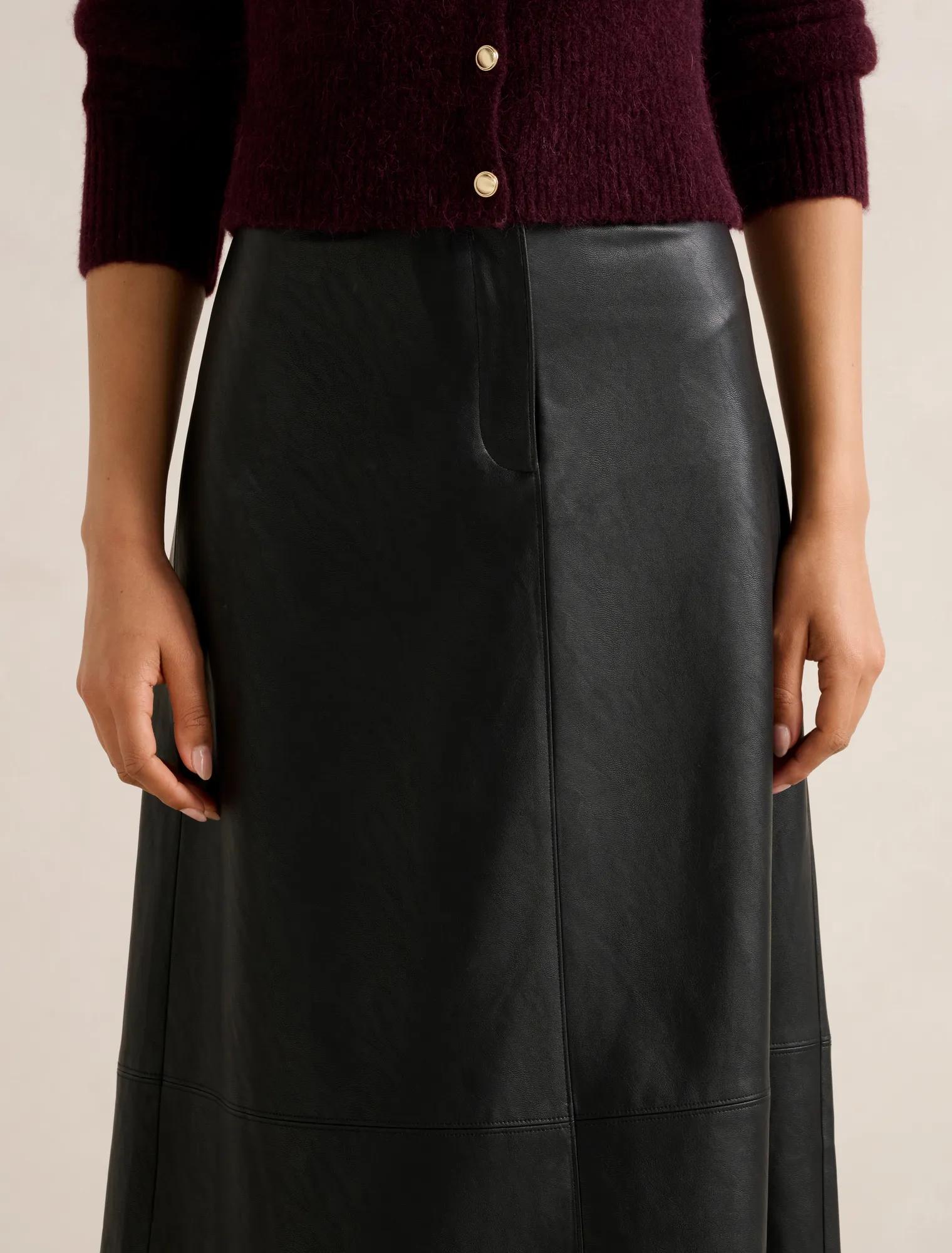 Jaelyn Vegan Leather Midi Skirt