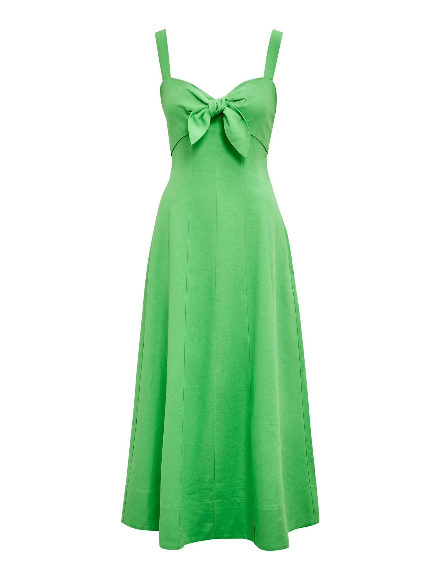 Kara Tie Front Linen Midi Dress