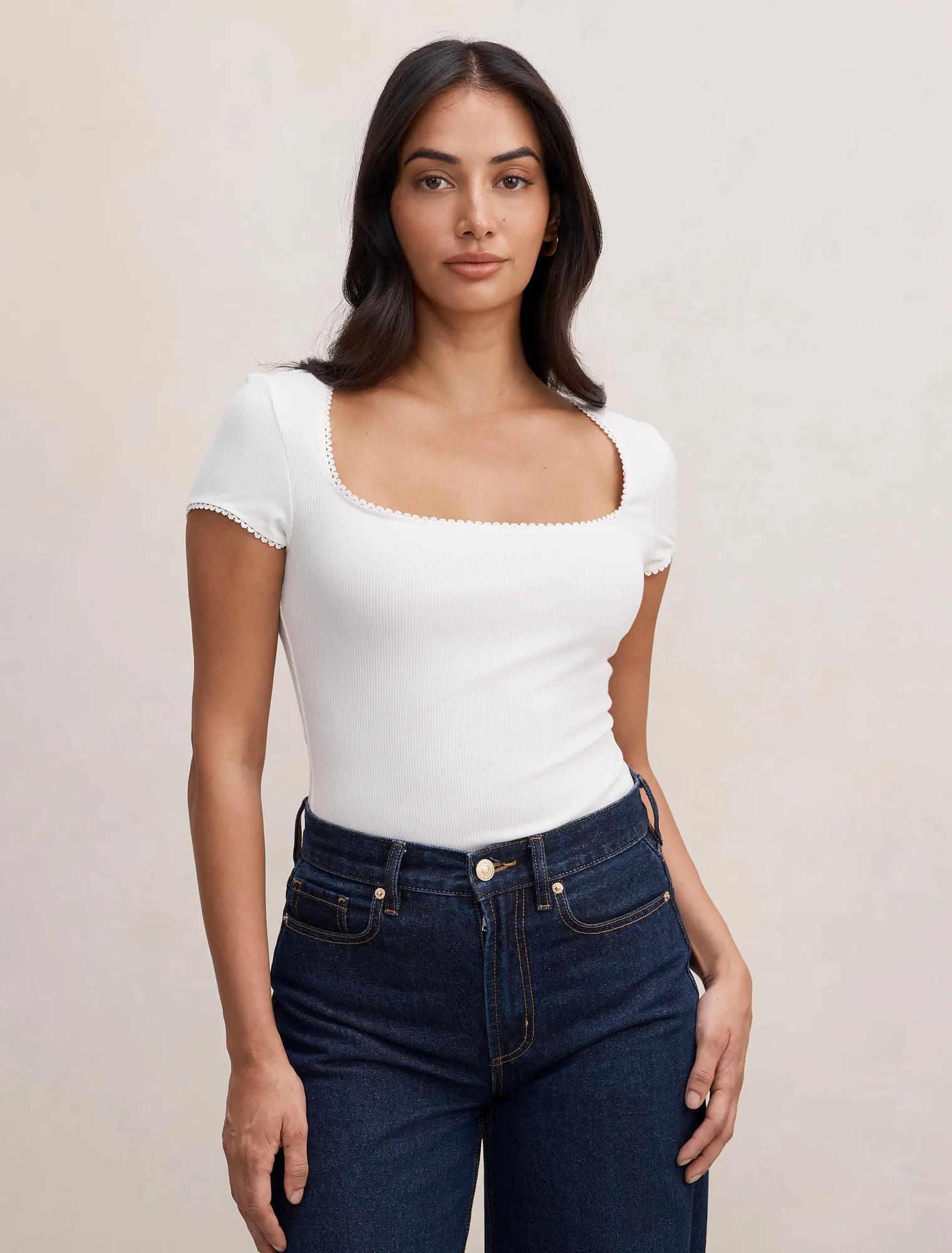 Esther Scoop Neck Trim Tee