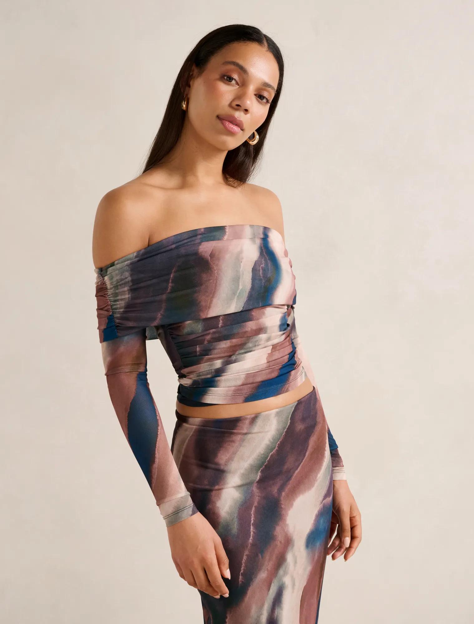 Kaia Mesh Ruched Top