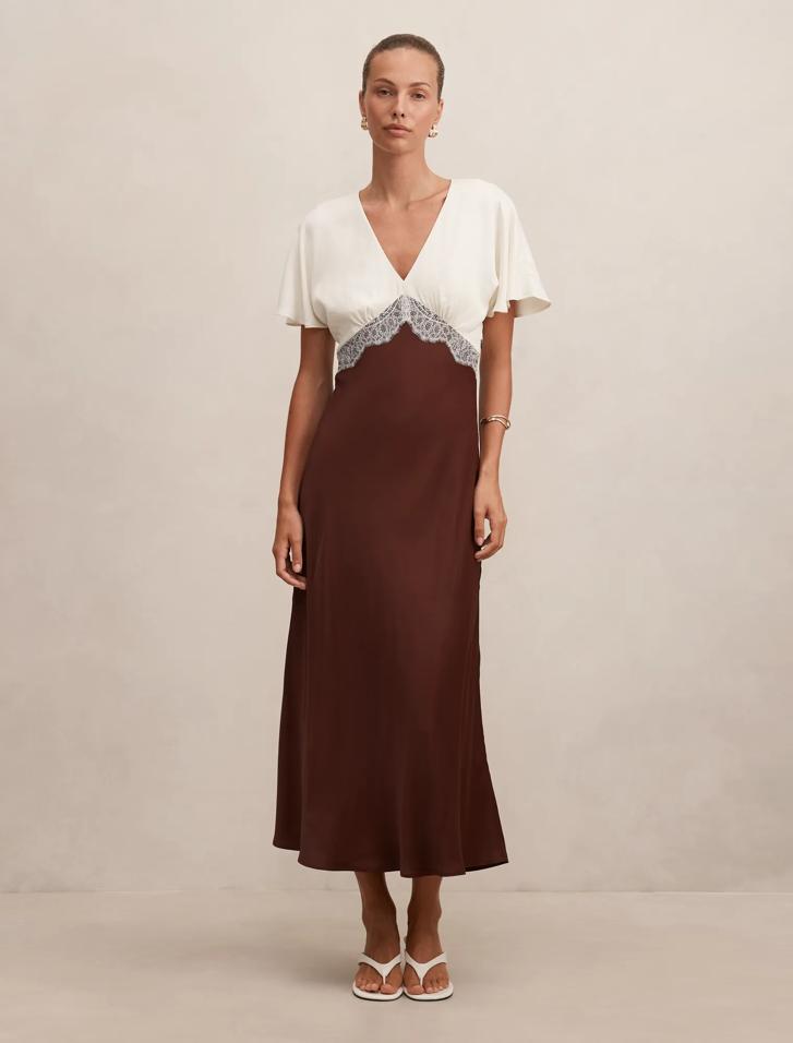 brown plaid maxi dress Hayes Tan Brown Plaid Maxi Dress