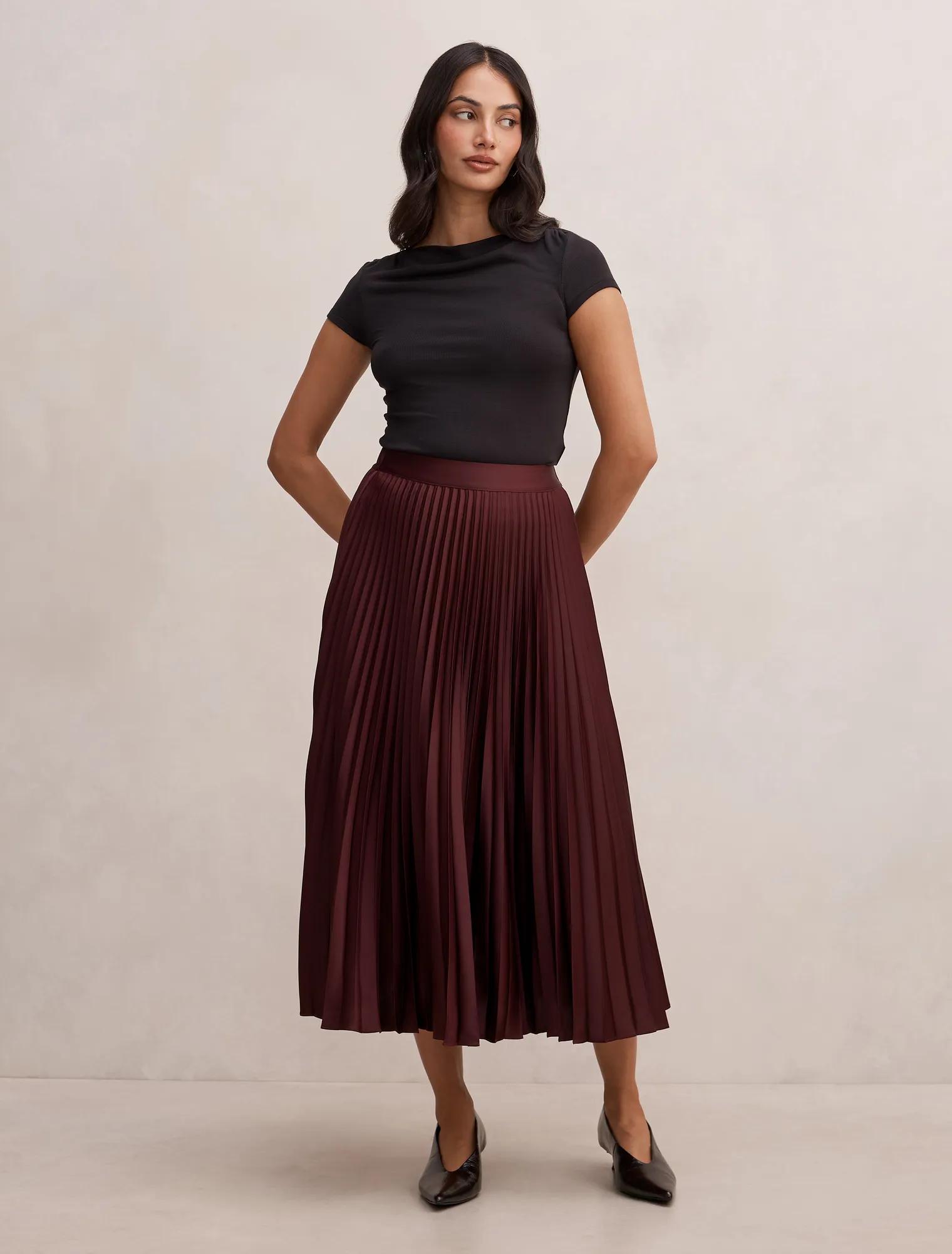 Ester Satin Pleated Skirt