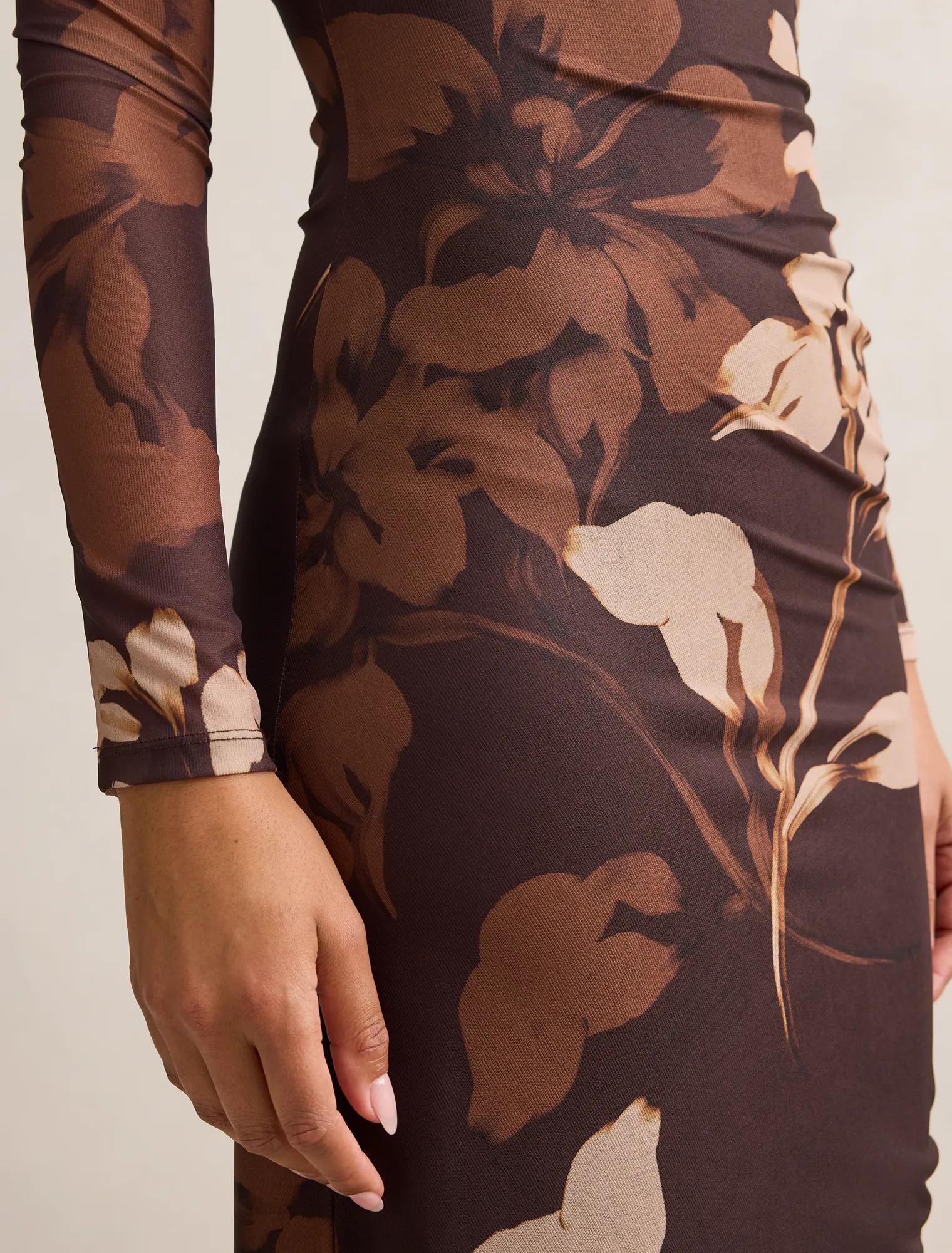 Alannah Mesh Long Sleeve Midi Dress