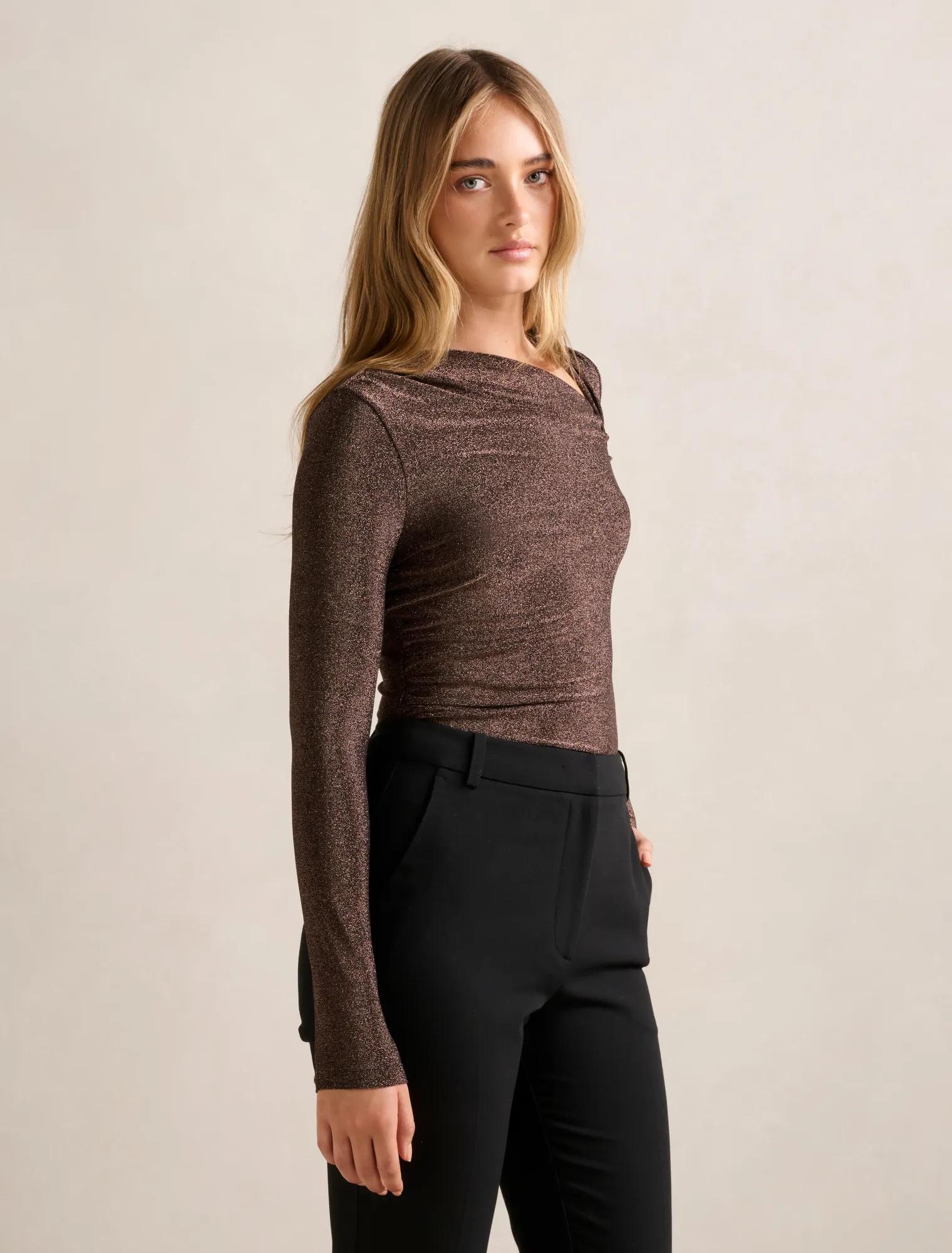 Roma Glitter Asym Neck Top