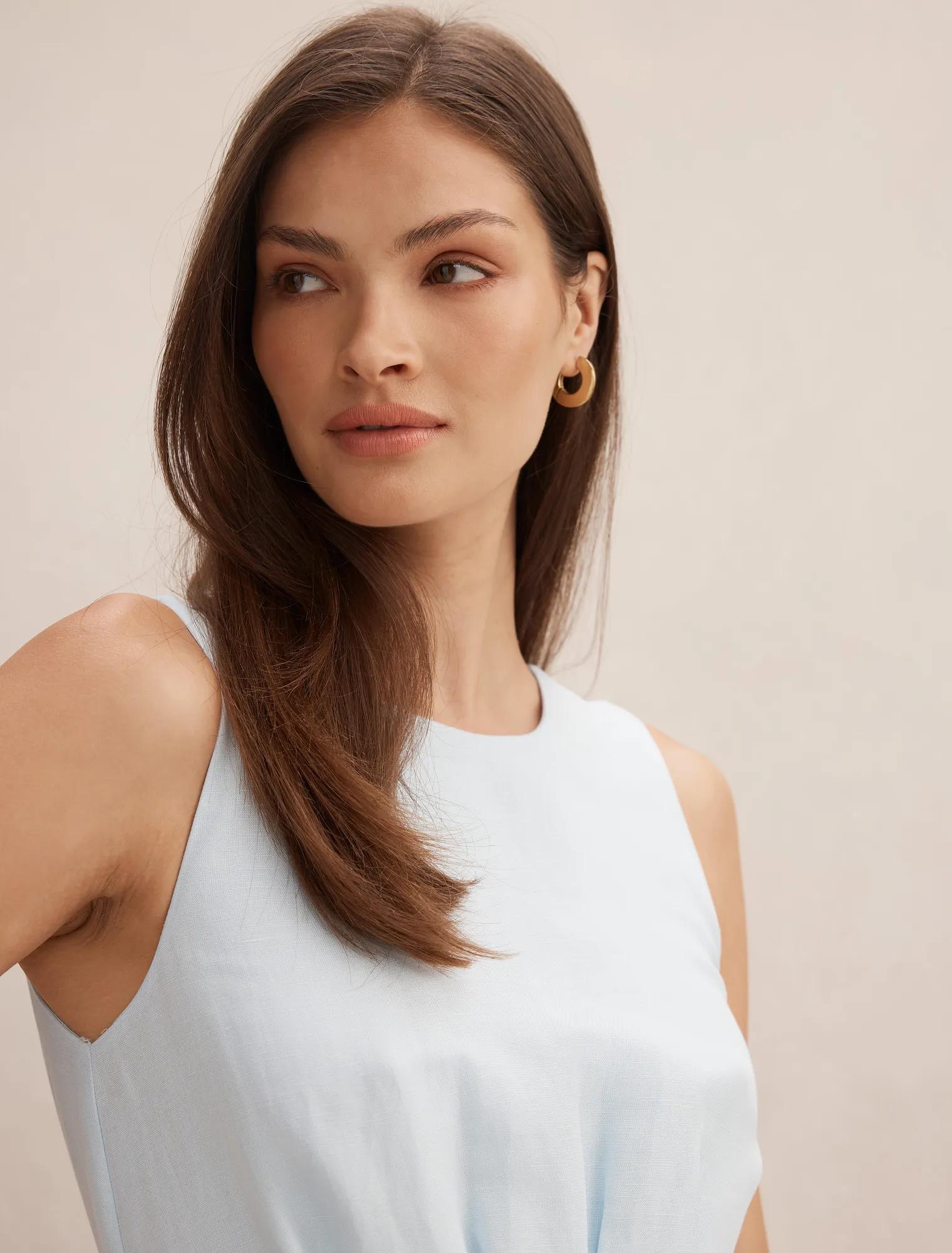Rosie Linen Sleeveless Tuck Midi Dress