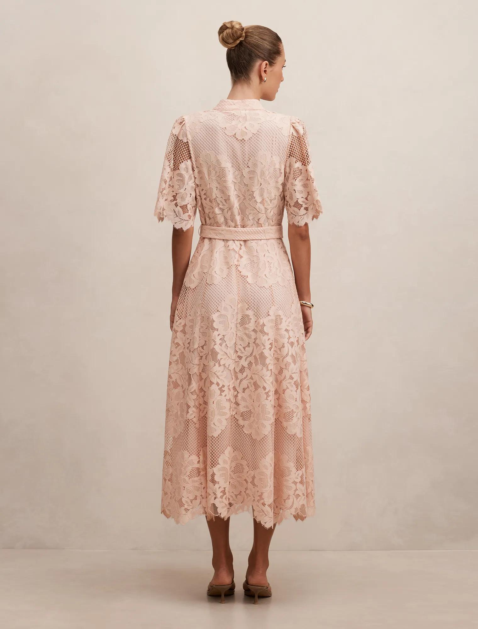 Liberty Flutter Sleeve Lace Midi