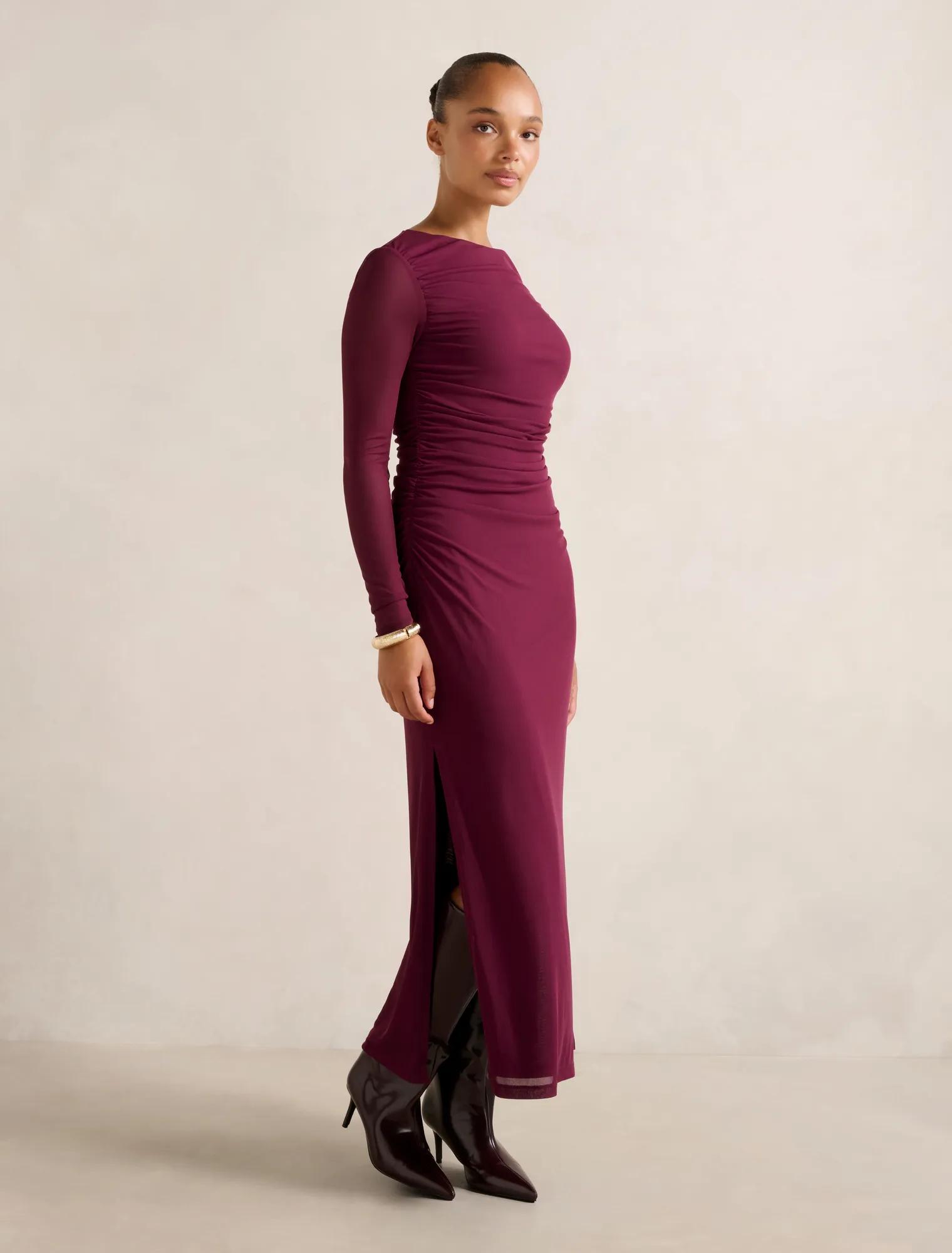 Brittany Gathered Mesh Midi