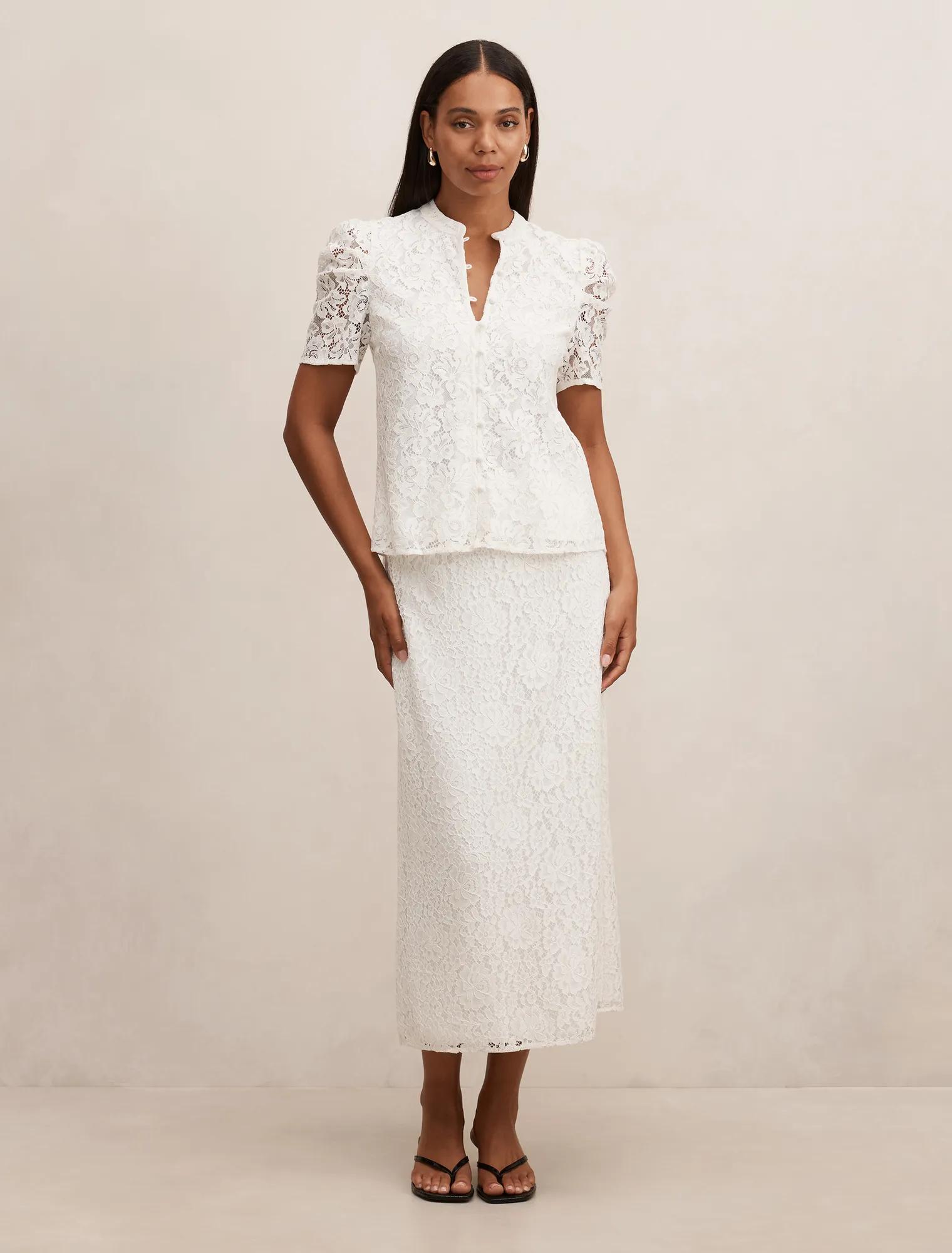 Lina Short Sleeve Lace Blouse