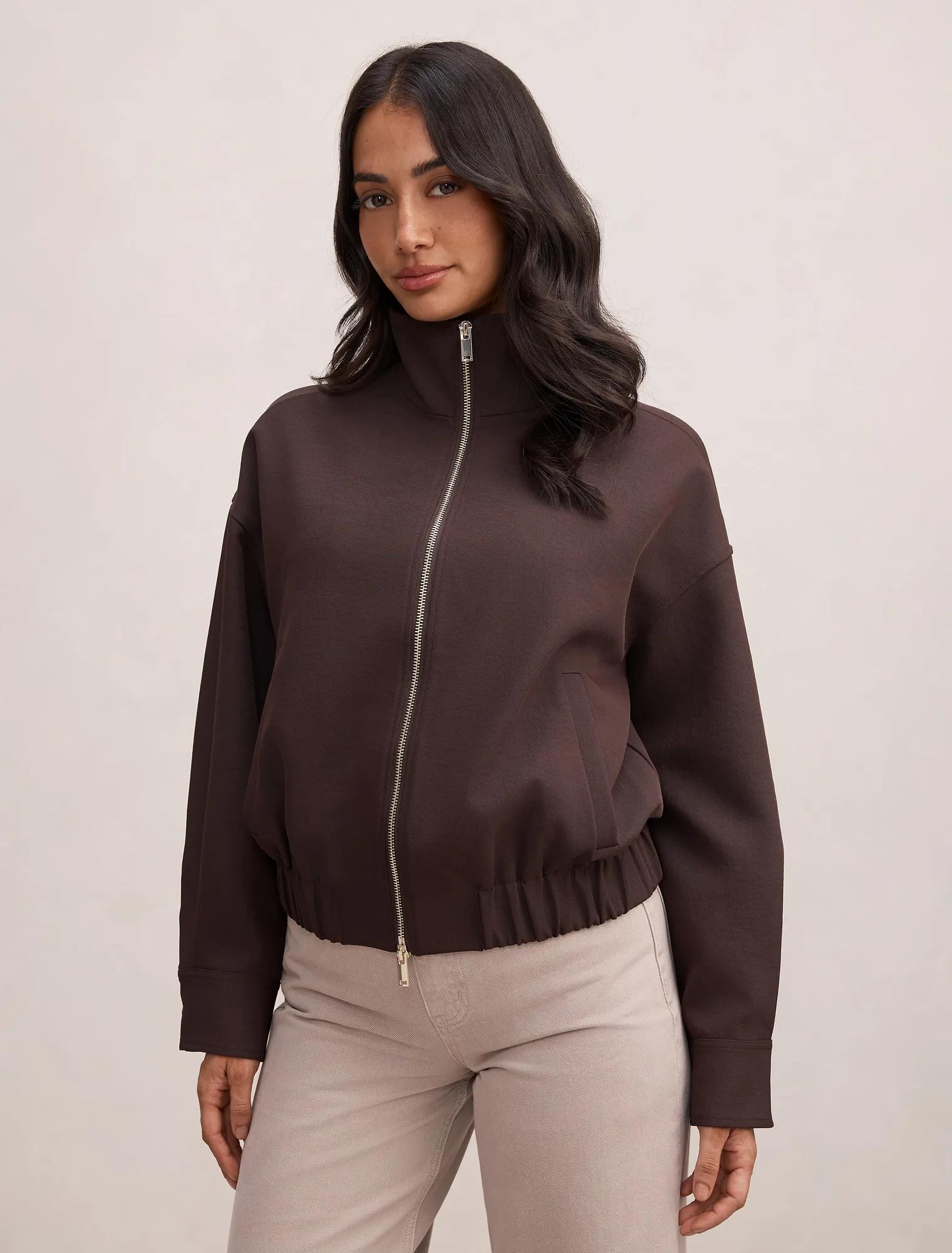 Jenna Twill Funnel Neck Jacket