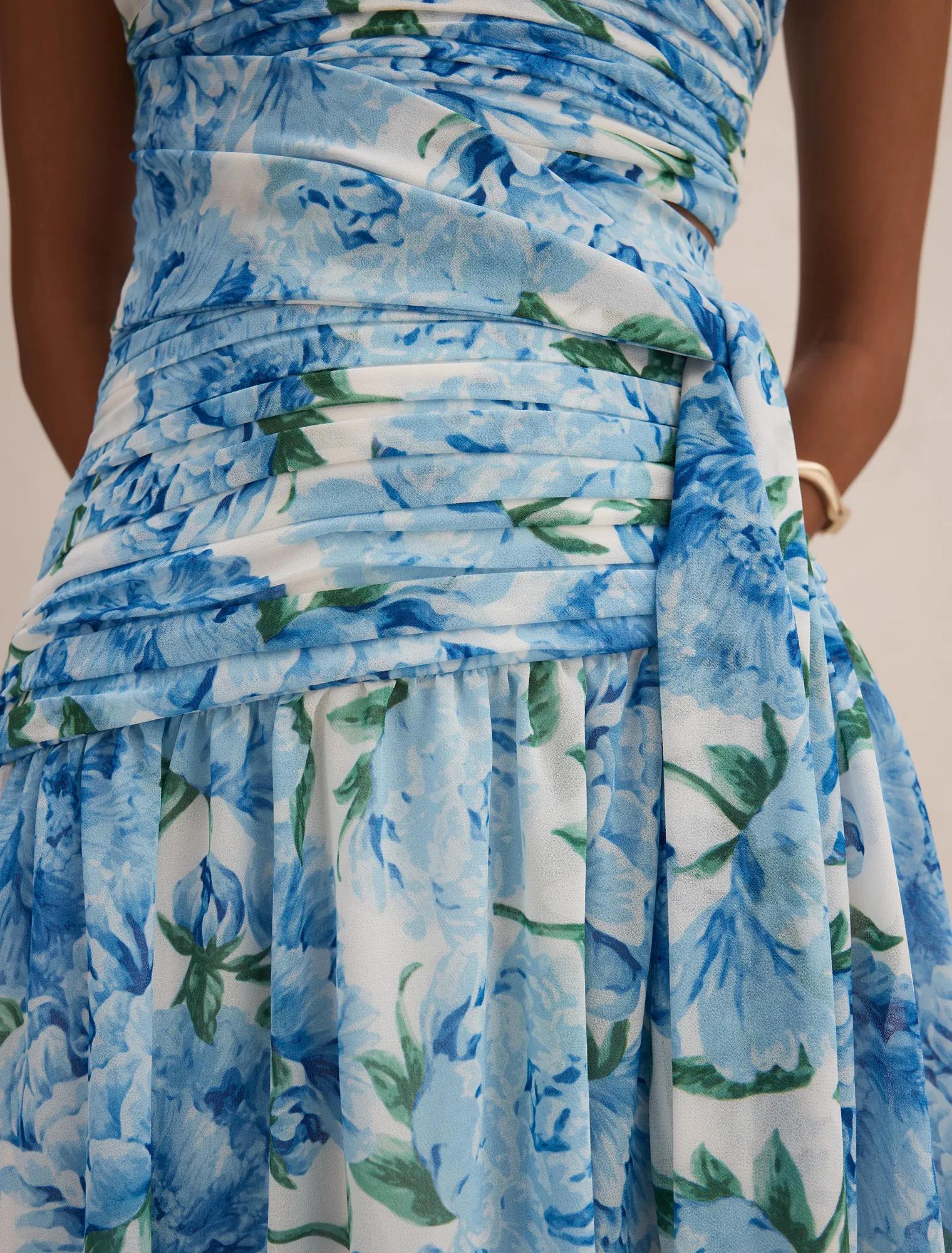 Connie Petite Ruched Asym Maxi