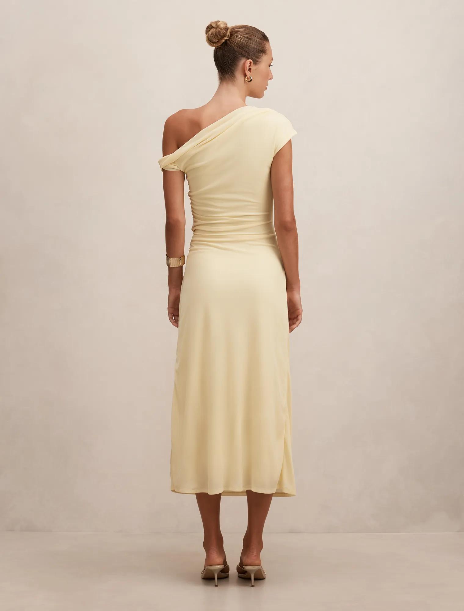 Piper Draped Tie Mesh Midi Dress