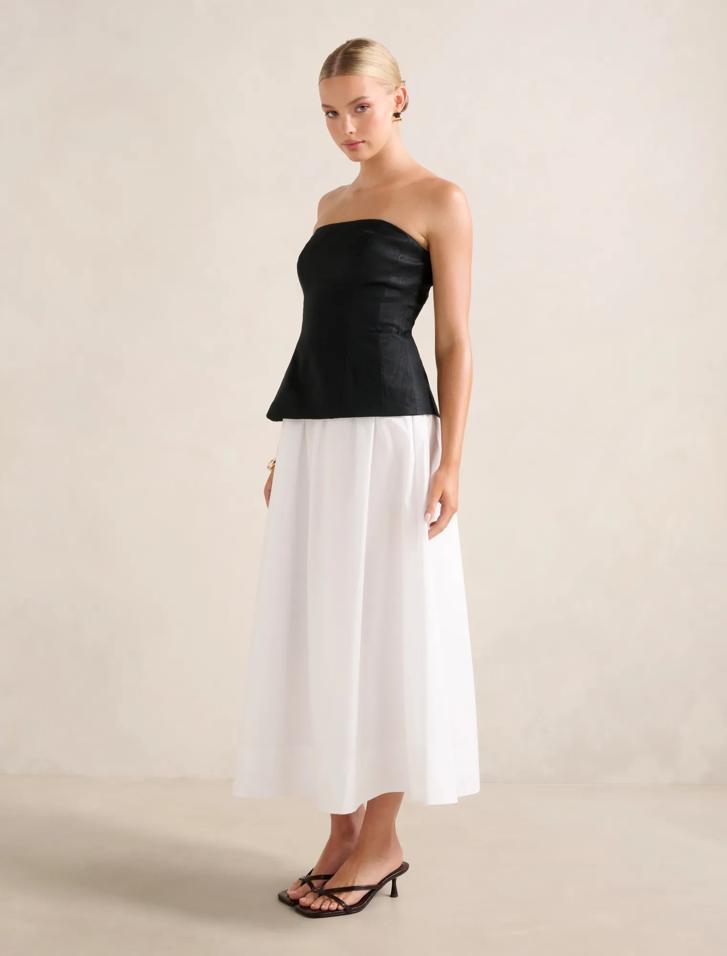 knee length dresses for ladies Strapless Corded Midi Dress main image 1