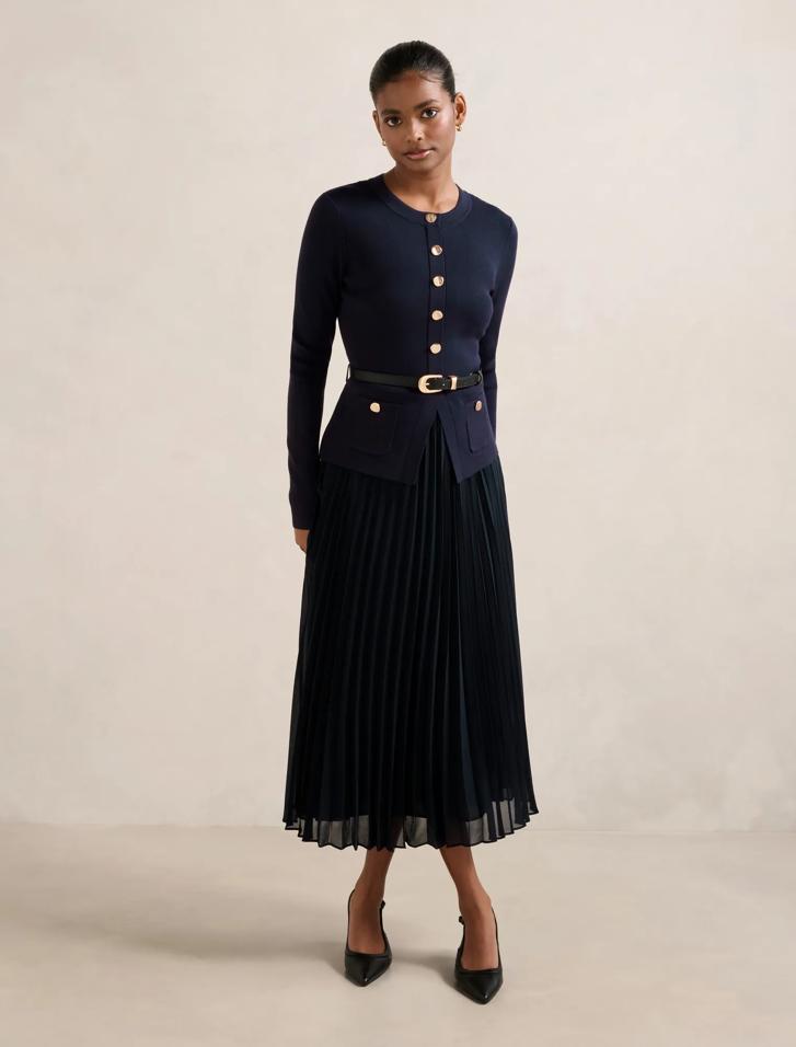 Lumignon♥Ribbon collar spring knit dress lumignon ファッション lumignon Ribbon collar spring knit dress