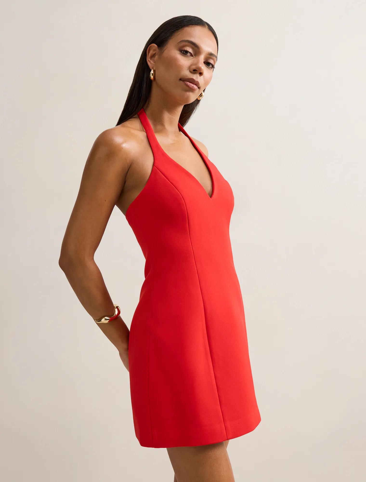 Letta Crepe Halter Mini Dress